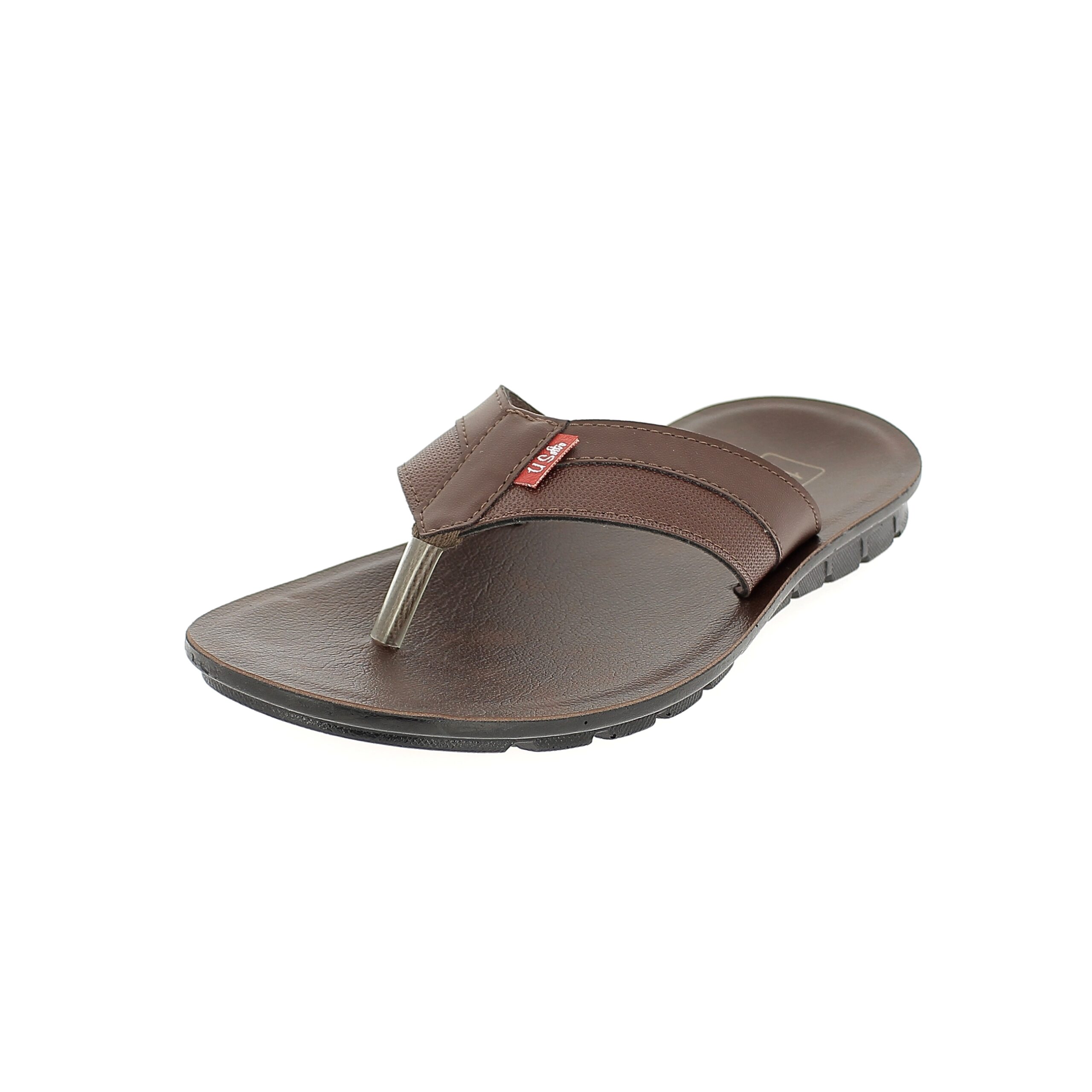 U SOFTO MEN V STRAP SLIPPERS BROWN | DSI Footcandy