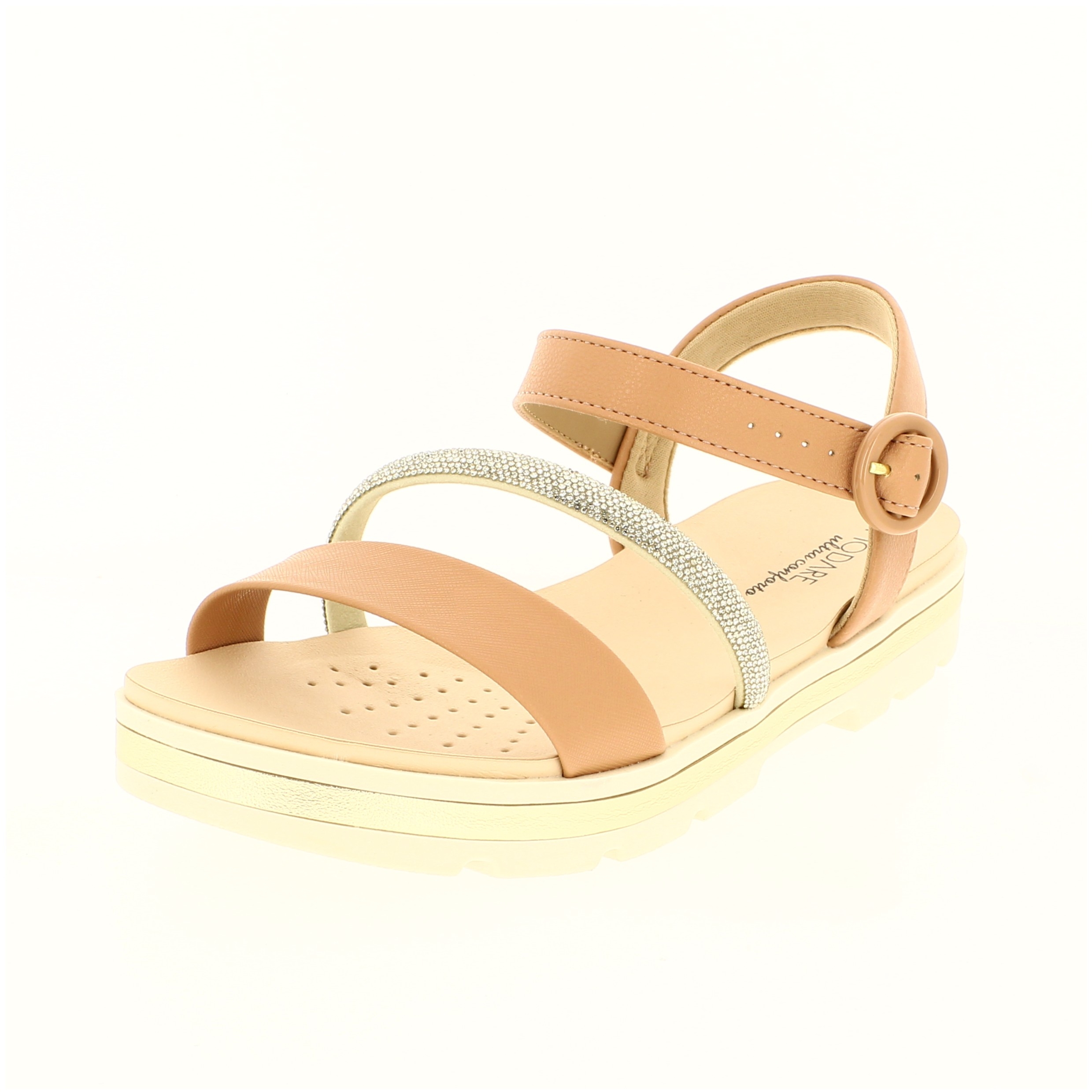 MODARE Women Casual FLATS Sandals BLACK / WHITE