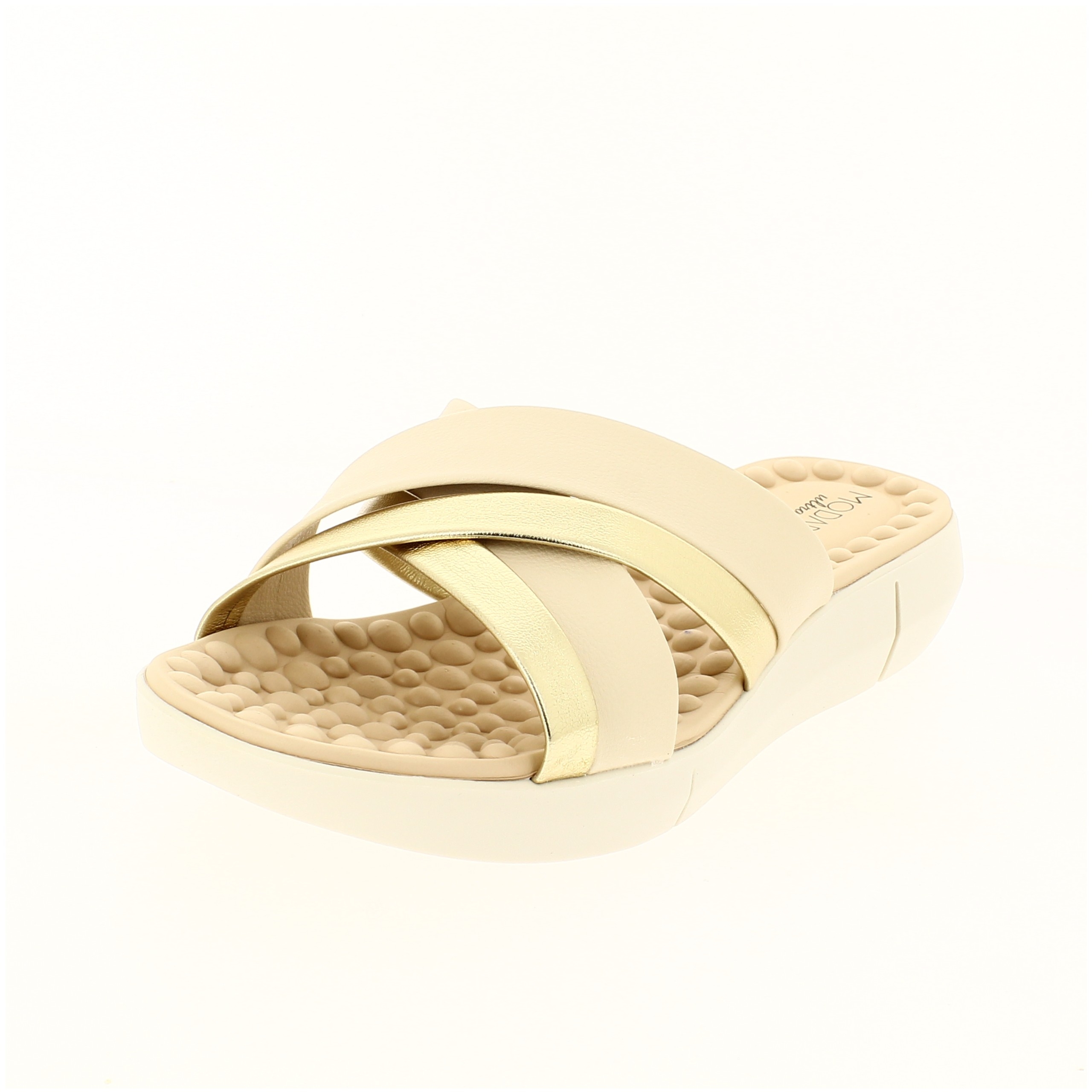 MODARE Women Casual Slip-on Slippers CREAM / GOLDEN