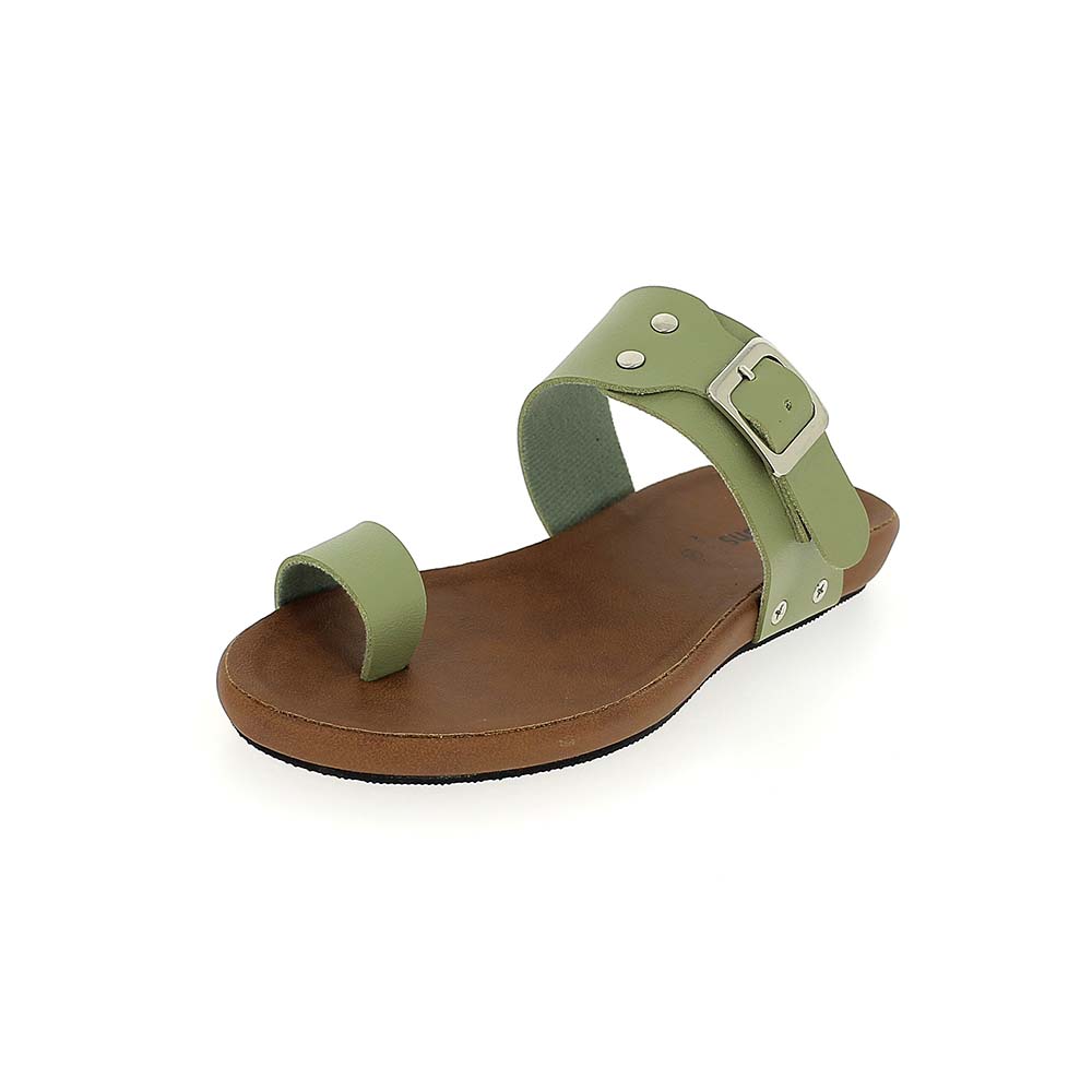 samsons Women Casual Toe Ring Slippers GREEN