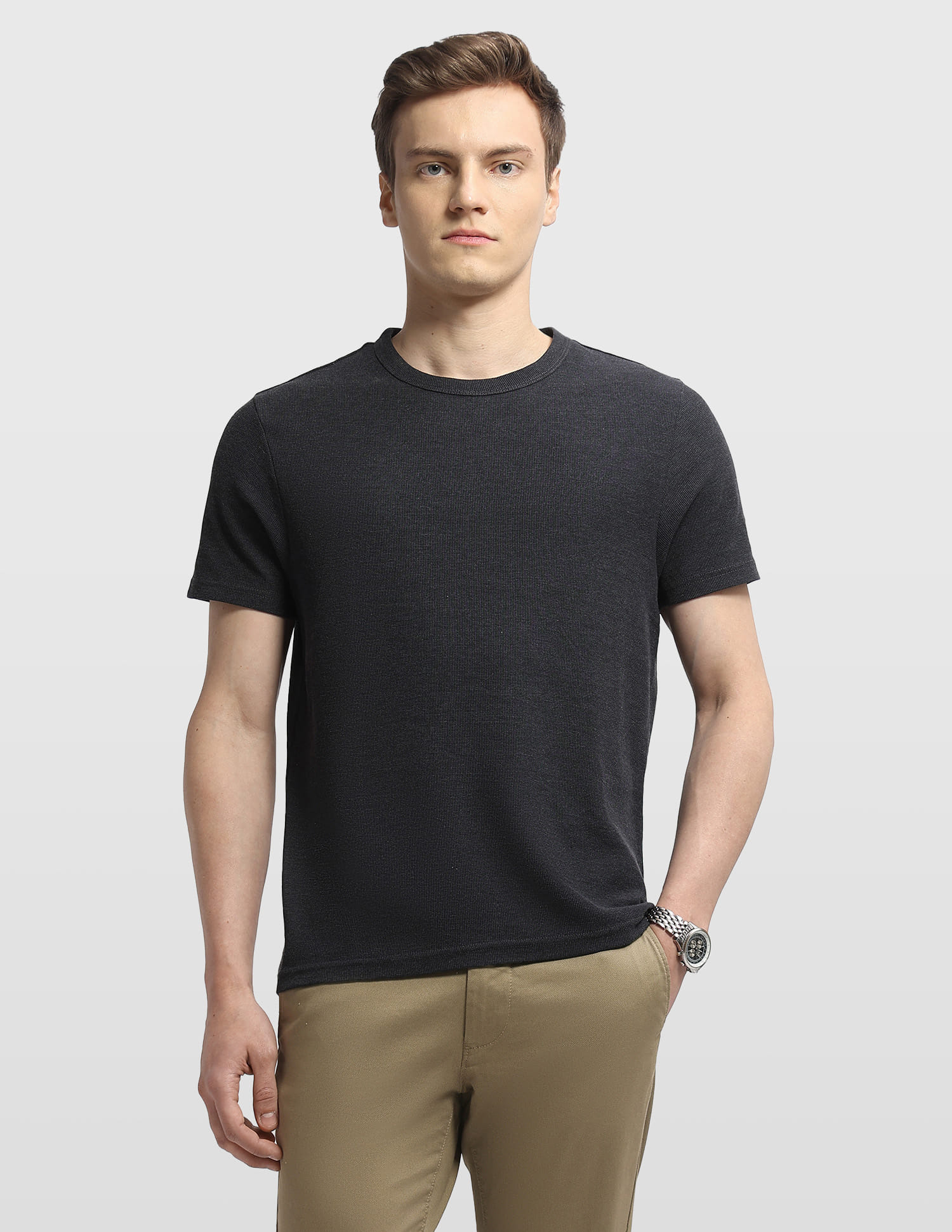 Arrow Men Casual Tshirt Half Sleeve Charcoal