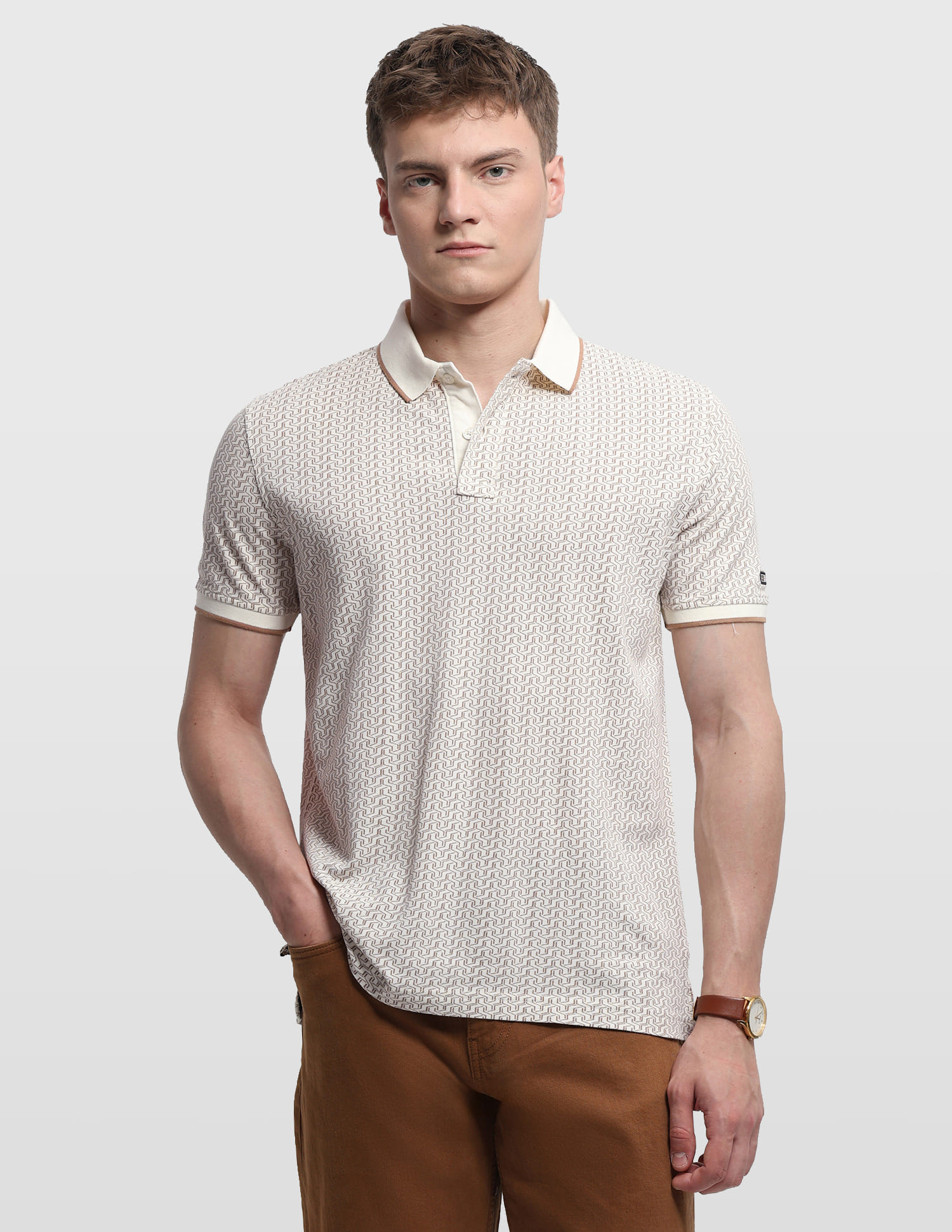 Arrow Men Casual Tshirt Half Sleeve Beige