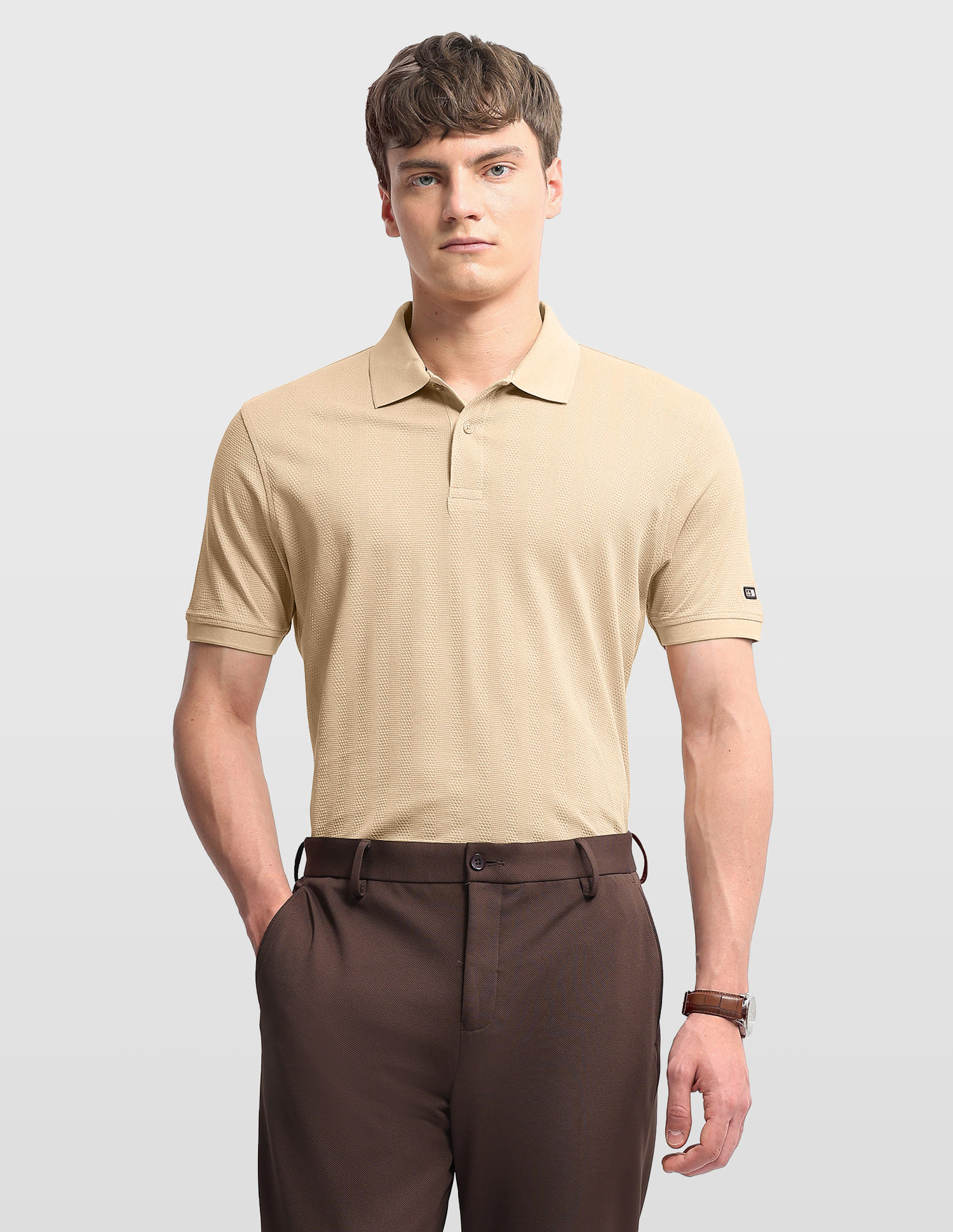 Arrow Men Casual Tshirt Half Sleeve Khaki