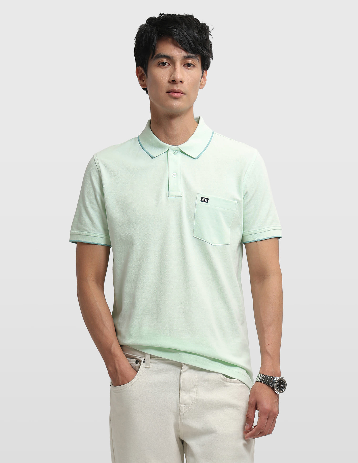 Arrow Men Casual Tshirt Half Sleeve Aqua