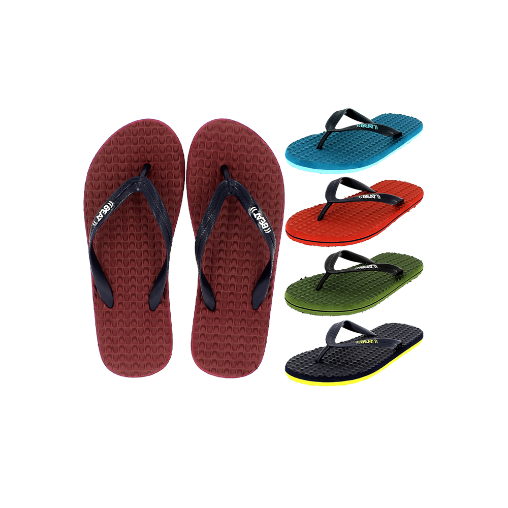 BEAT Men Slipper Aqua/Dark Blue , Yellow/Navy Blue , Marron , Red , Green