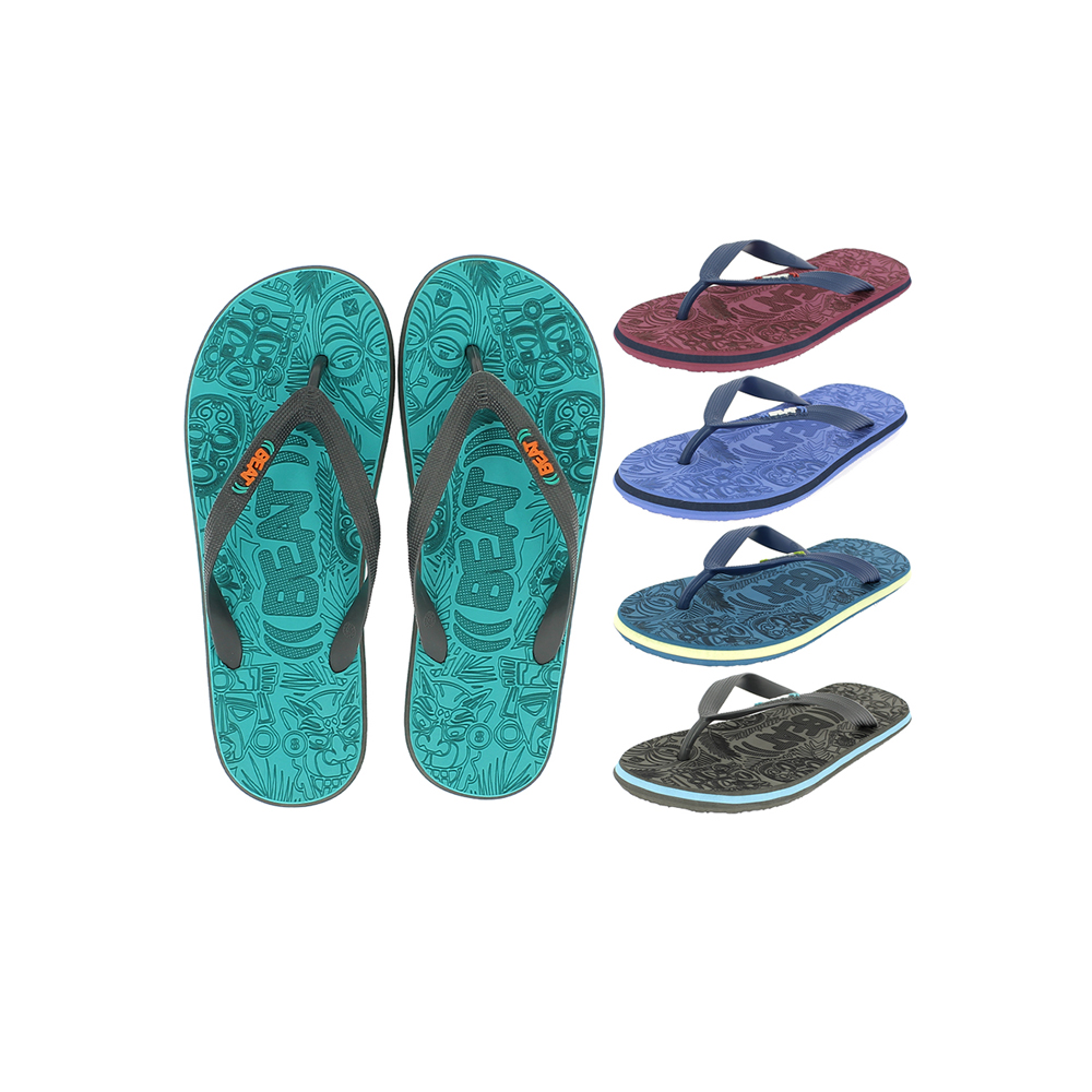 BEAT Men Rounded Slipper Light Blue , Grey , Aqua Green , Aqua Light Blue