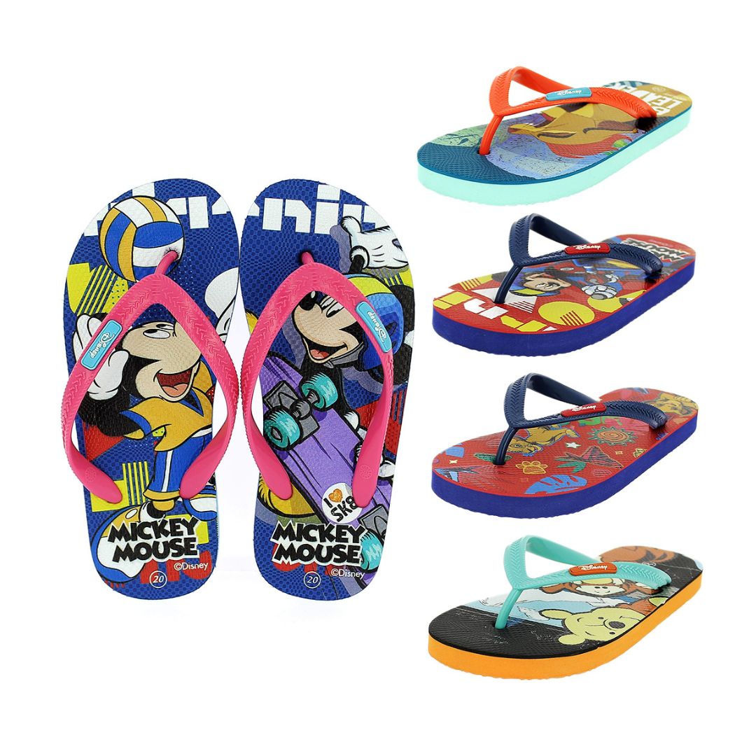 Disney Girls Casual FLATS Flip Flops Pink, Orange, Light blue, Dark blue, Red