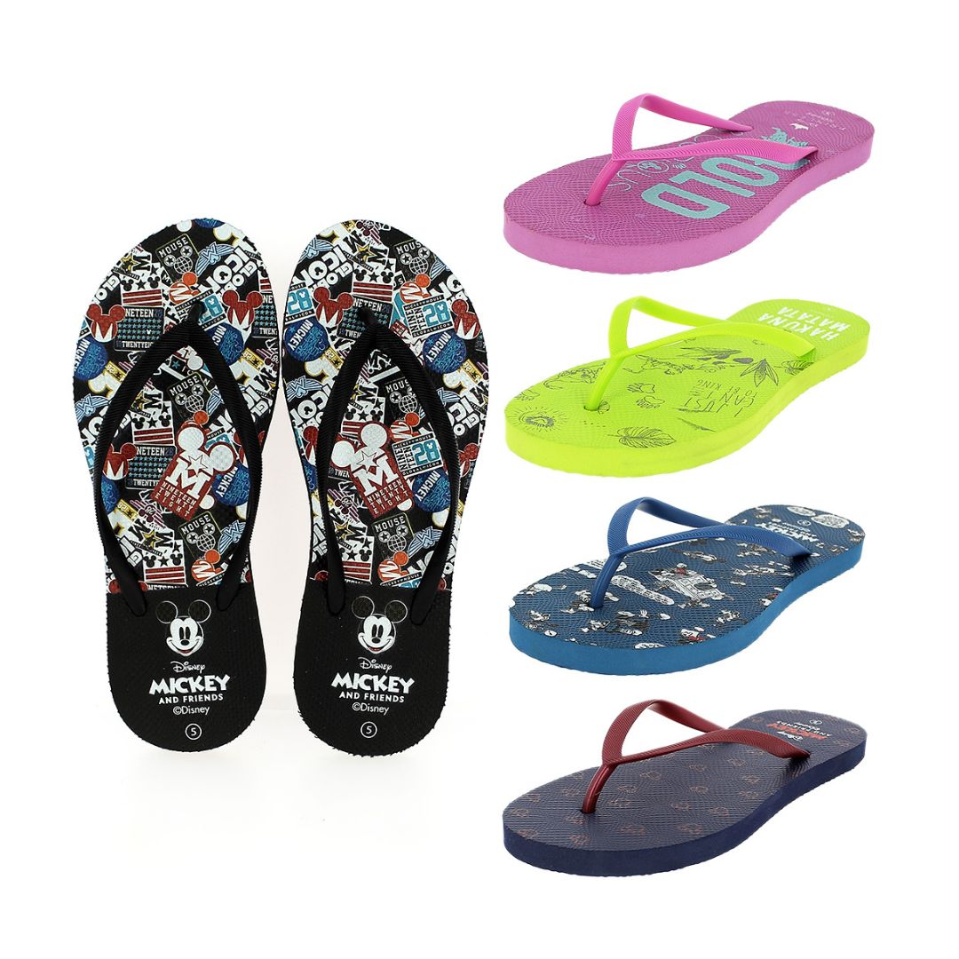 Disney Girls Casual FLATS Flip Flops LIGHT green, Blue, DARK red, Black, LIGHT Pink