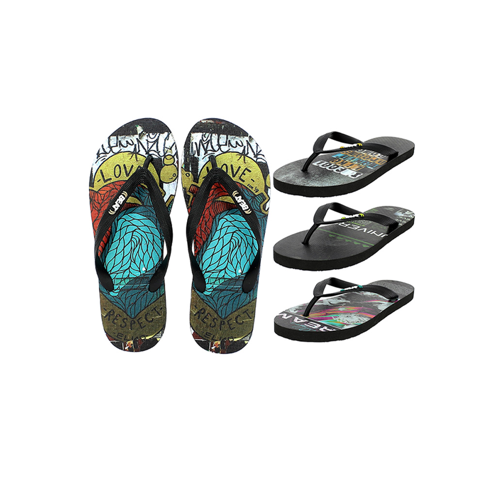 BEAT Men Casual FLATS Flip Flops Black/Pink , Black/Green , Black/Red , Black/Yellow