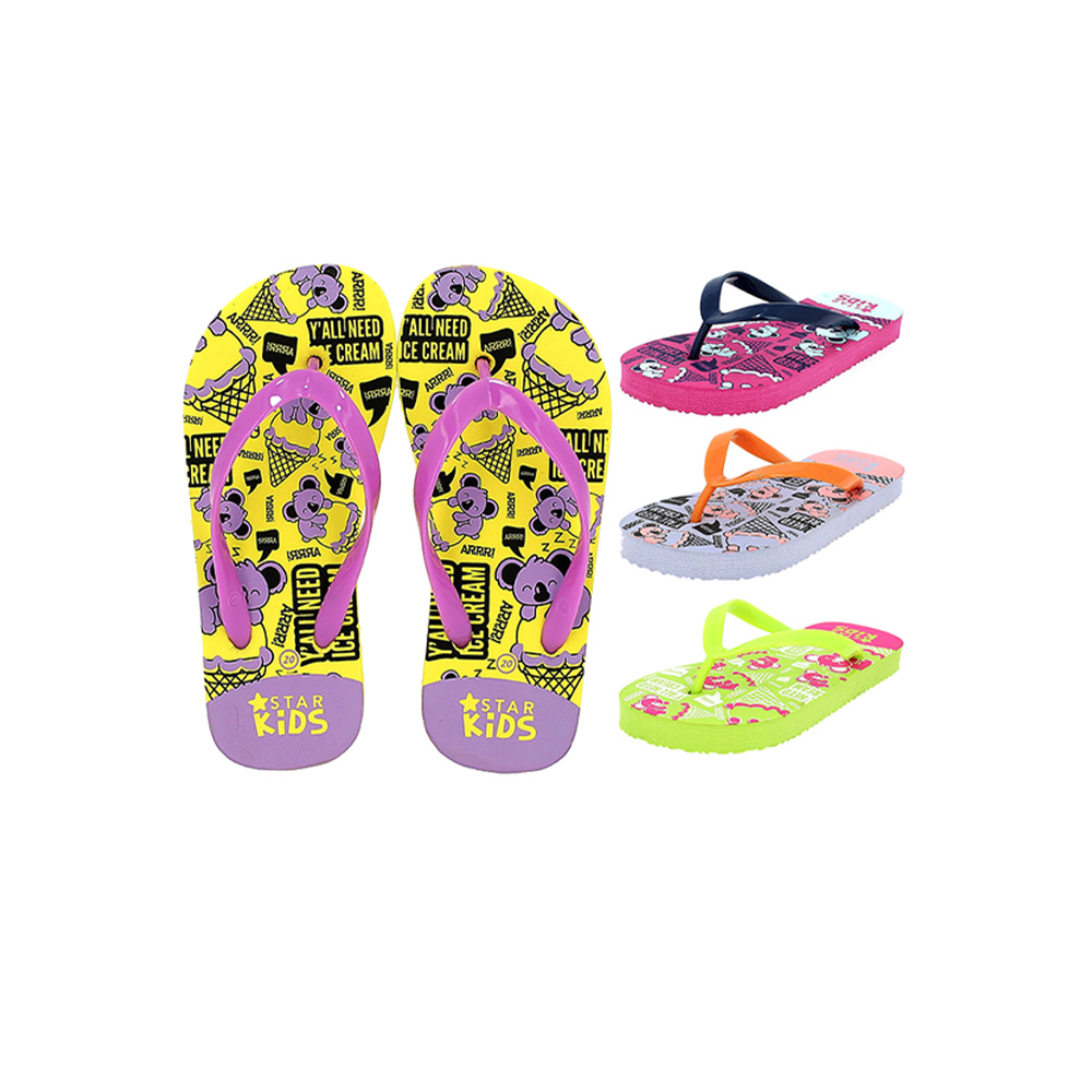 STAR KiDS Kids Unisex Casual FLATS Flip Flops Pink , Purple , Yellow , Green