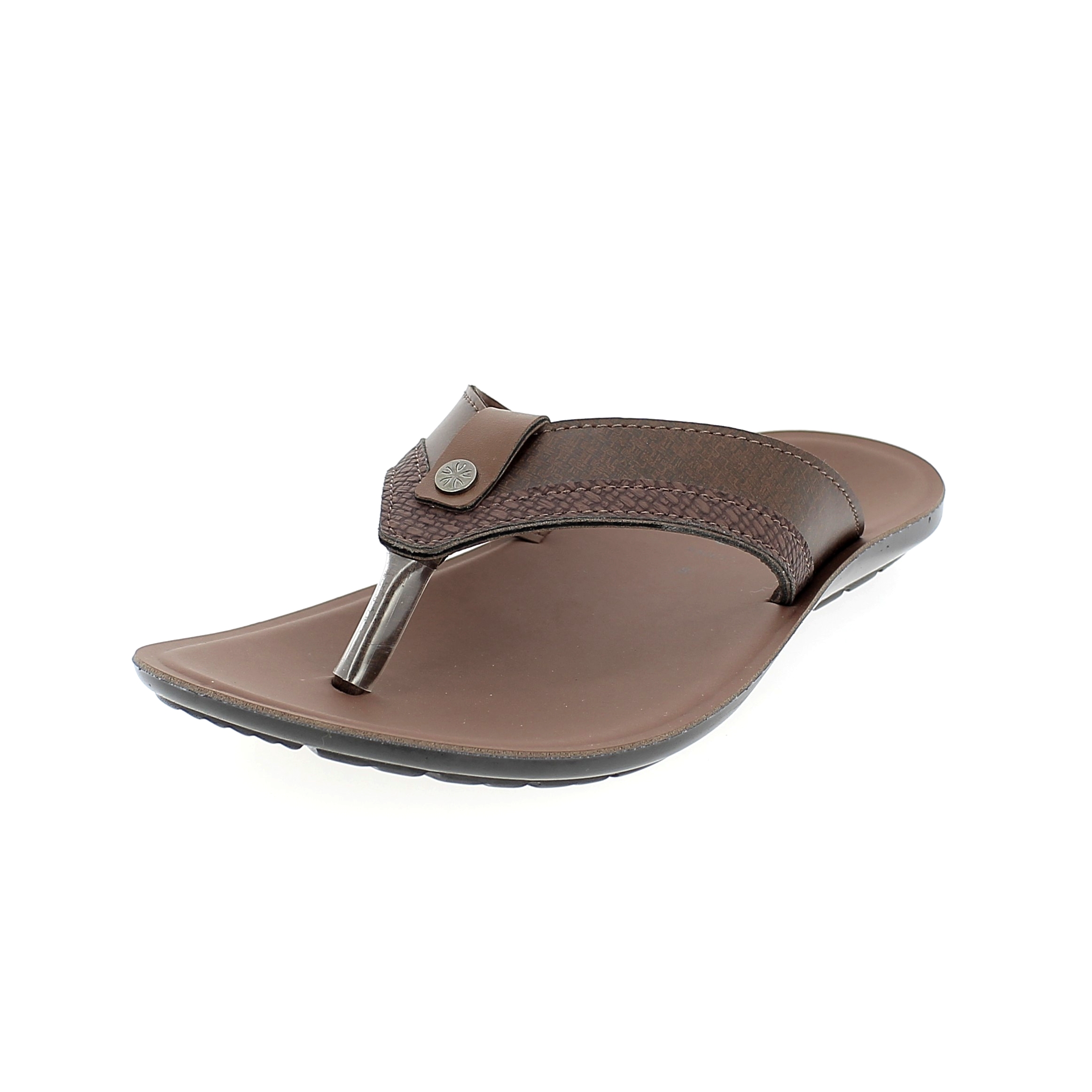 samsons Men Casual T-strap Slippers BROWN