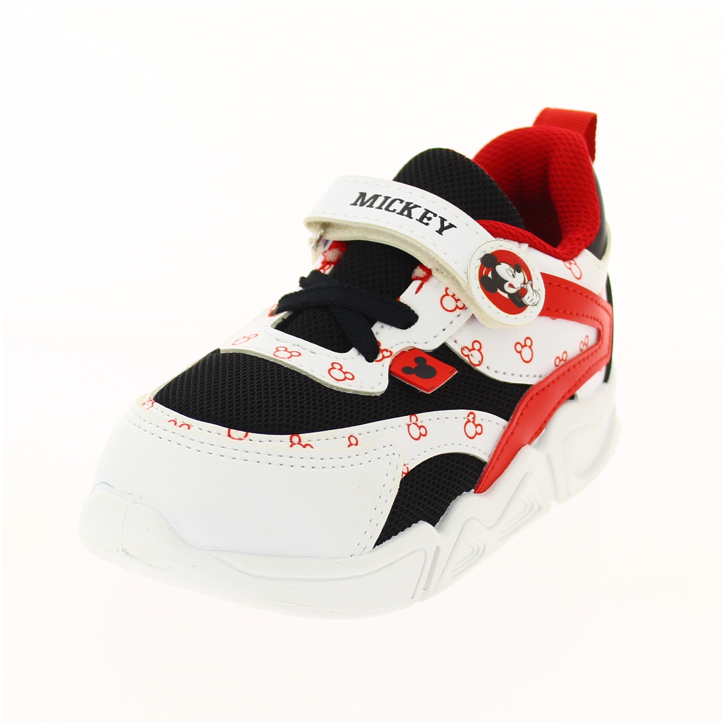 Disney Boys Casual Velcro Shoe White/Red