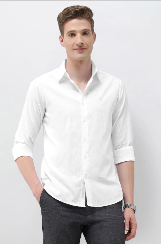 US POLO Men Casual Full Sleeve Shirt White