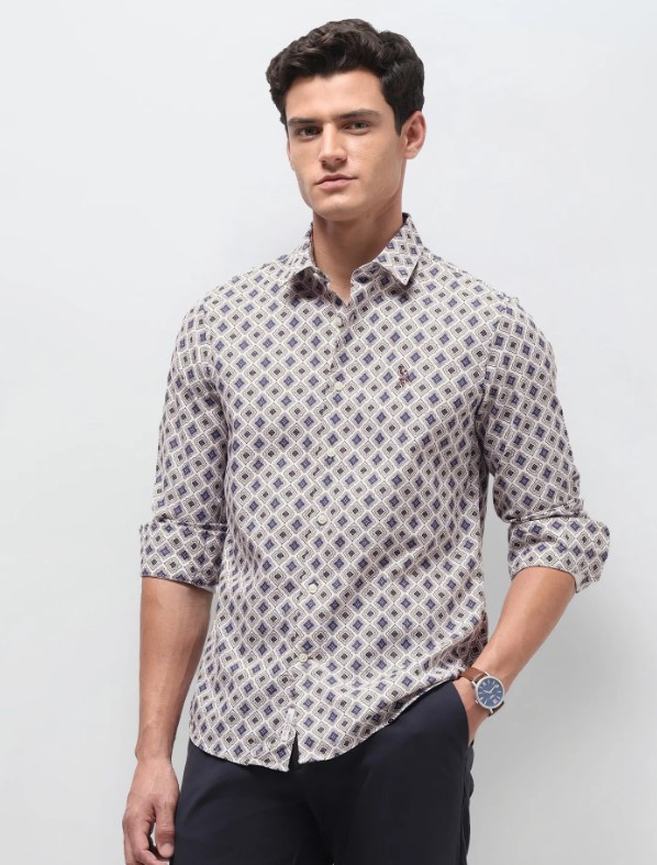 US POLO Men Casual Full Sleeve Shirt Brown