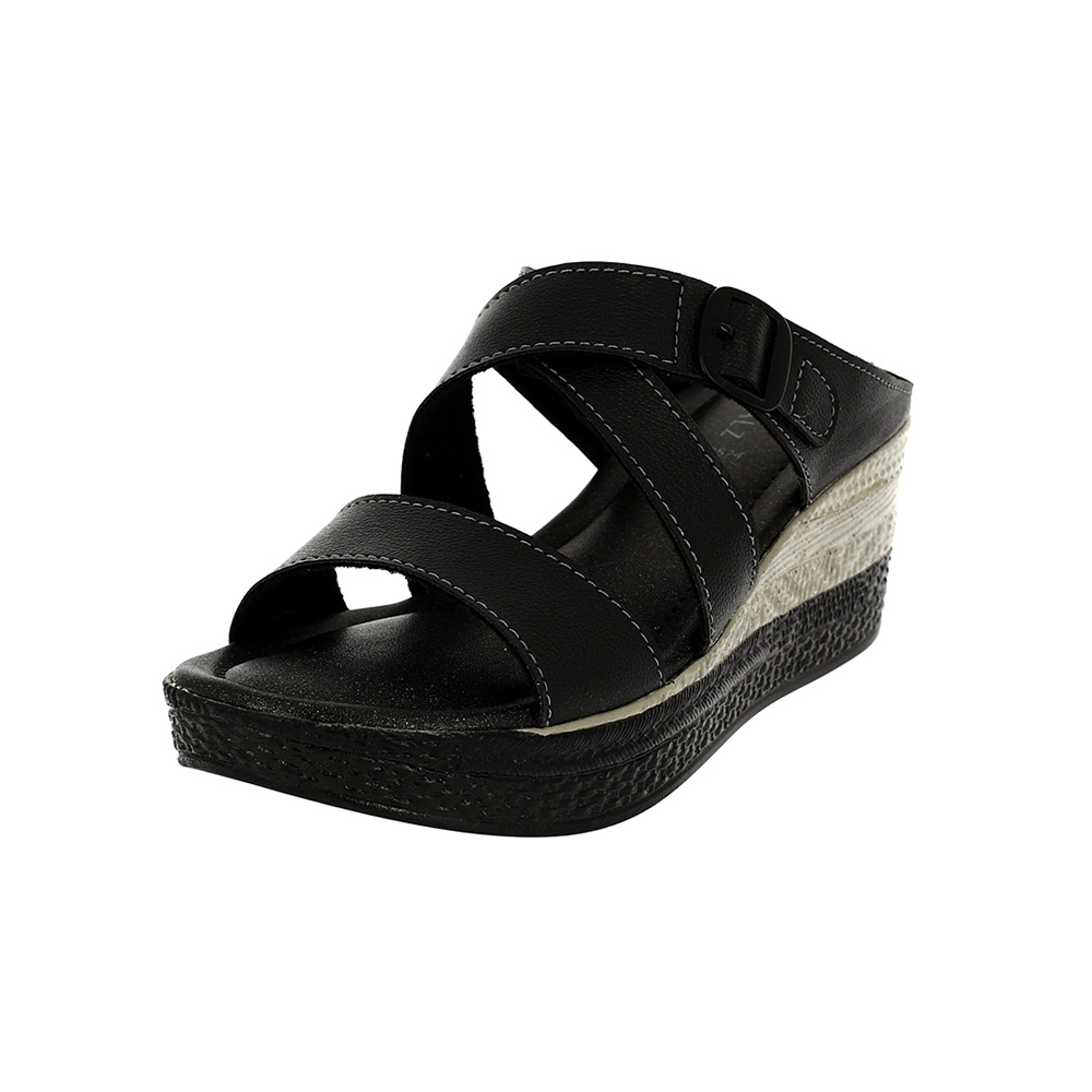 PETALZ Women Casual Slip-on Slippers BLACK