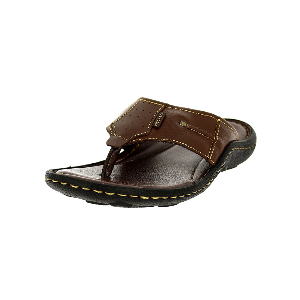 PICCASO Men Casual T-strap Slippers BROWN