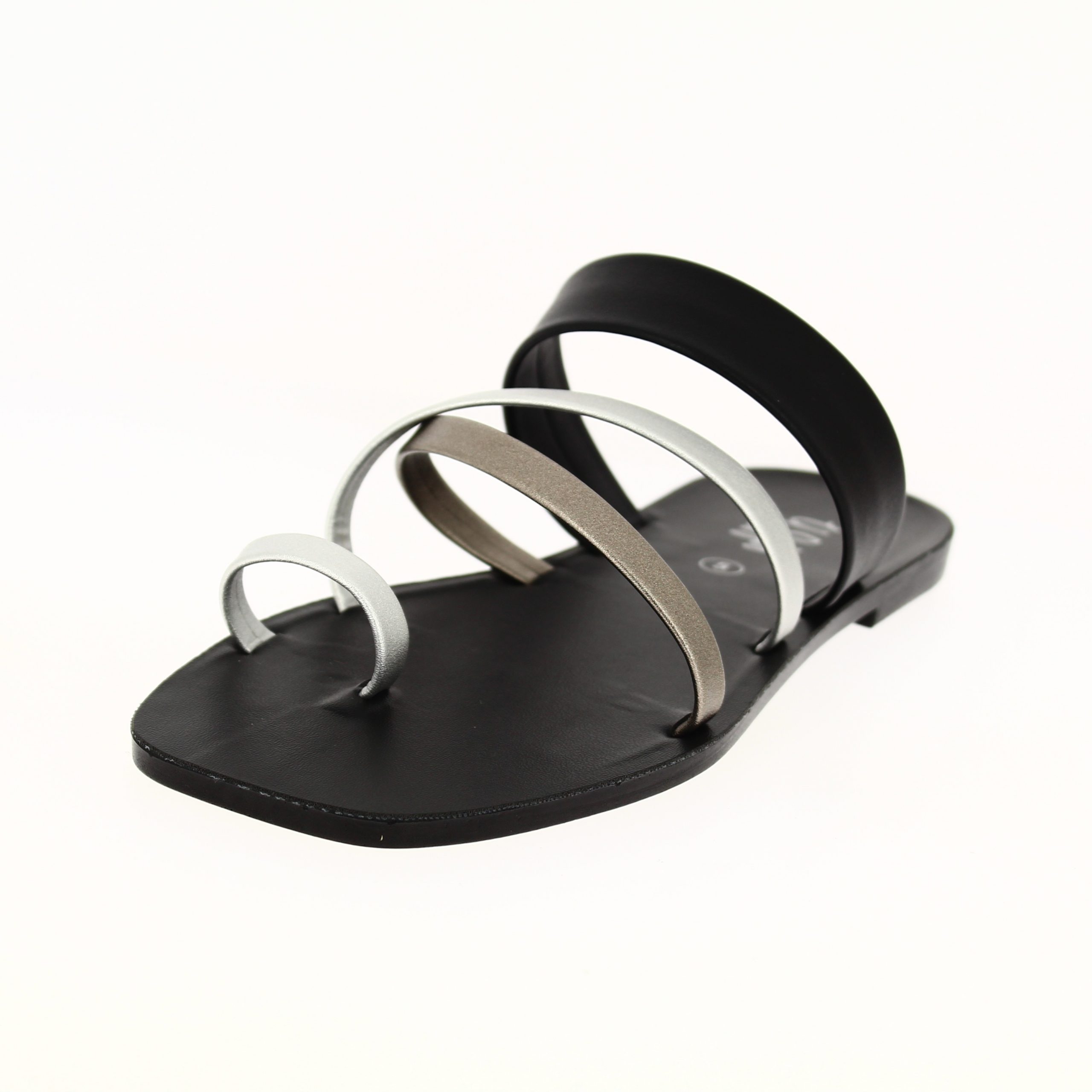 U Softo Women Casual Toe Ring Slippers BLACK