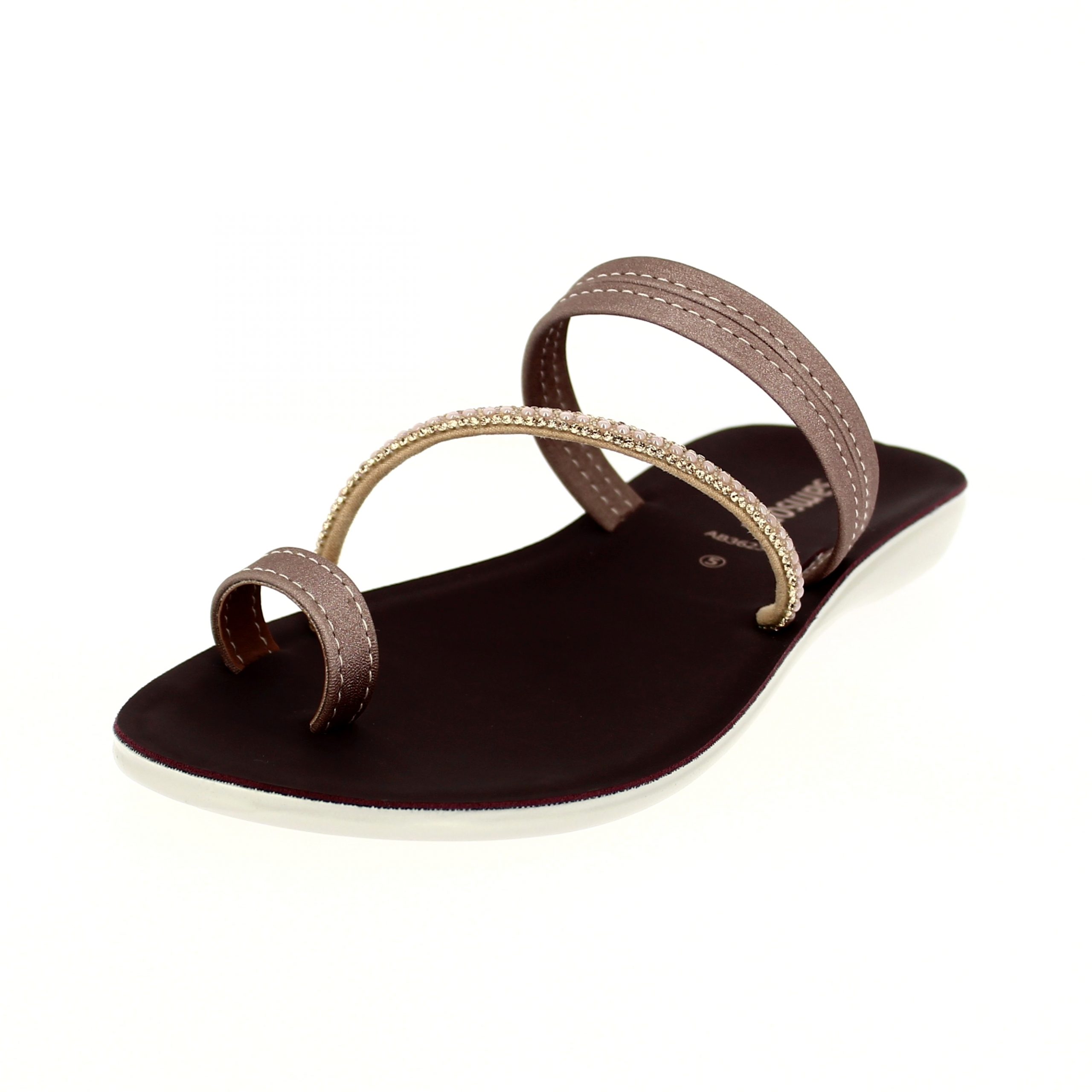 samsons  Women Casual  Toe Ring Slippers BROWN