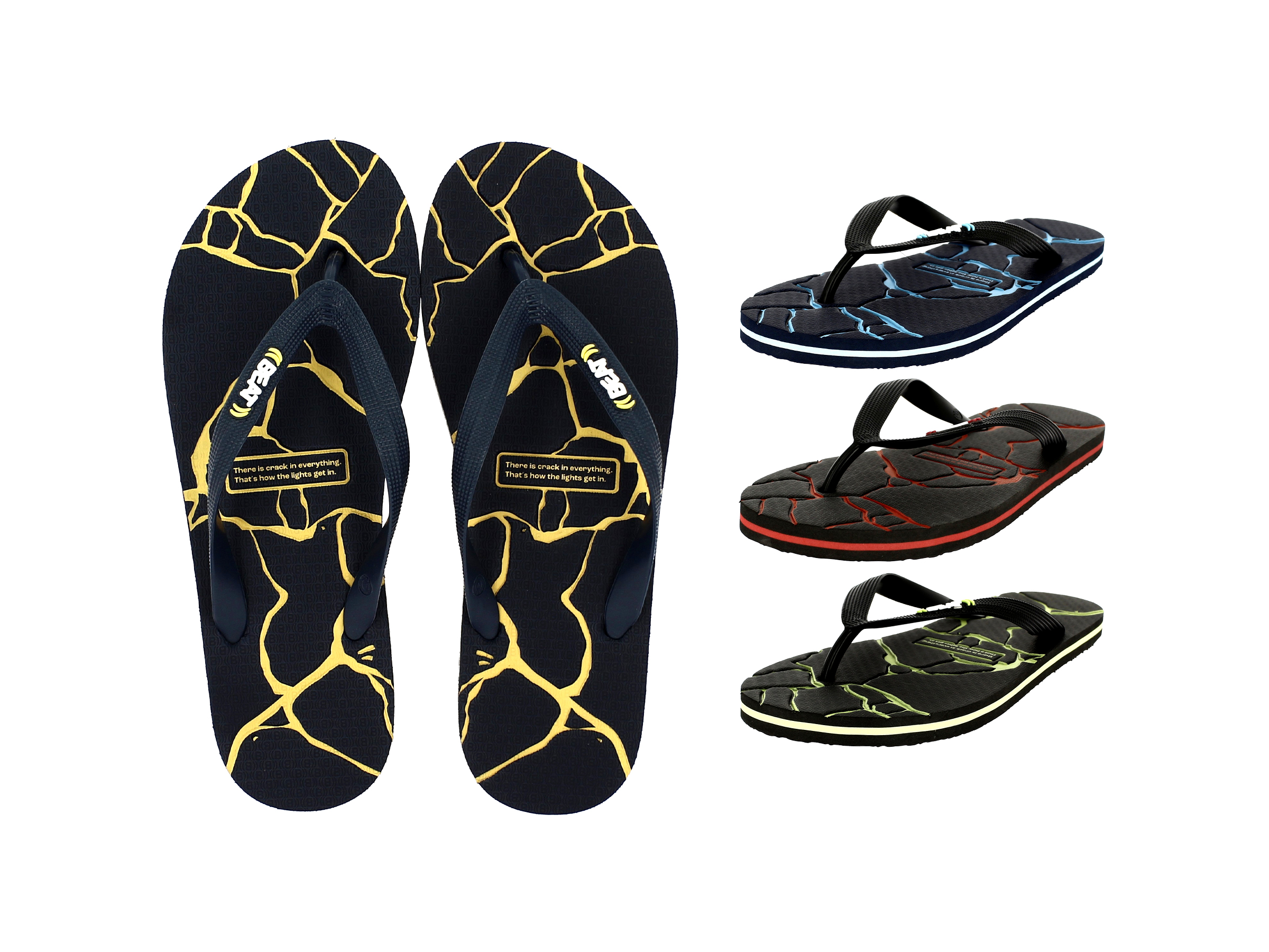 BEAT   Men Casual FLATS  Flip Flops Blue/Yellow , Black/Red , Black/Green , Blue