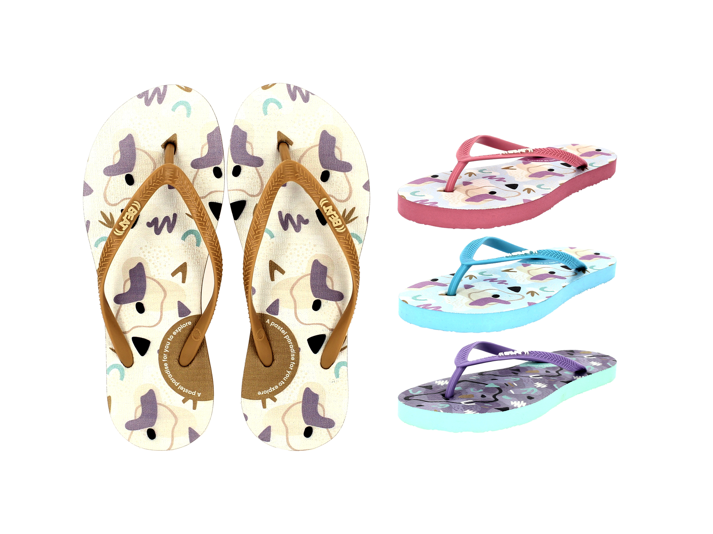 BEAT   Men Casual FLATS  Flip Flops Purple , Beige , Pink , Blue