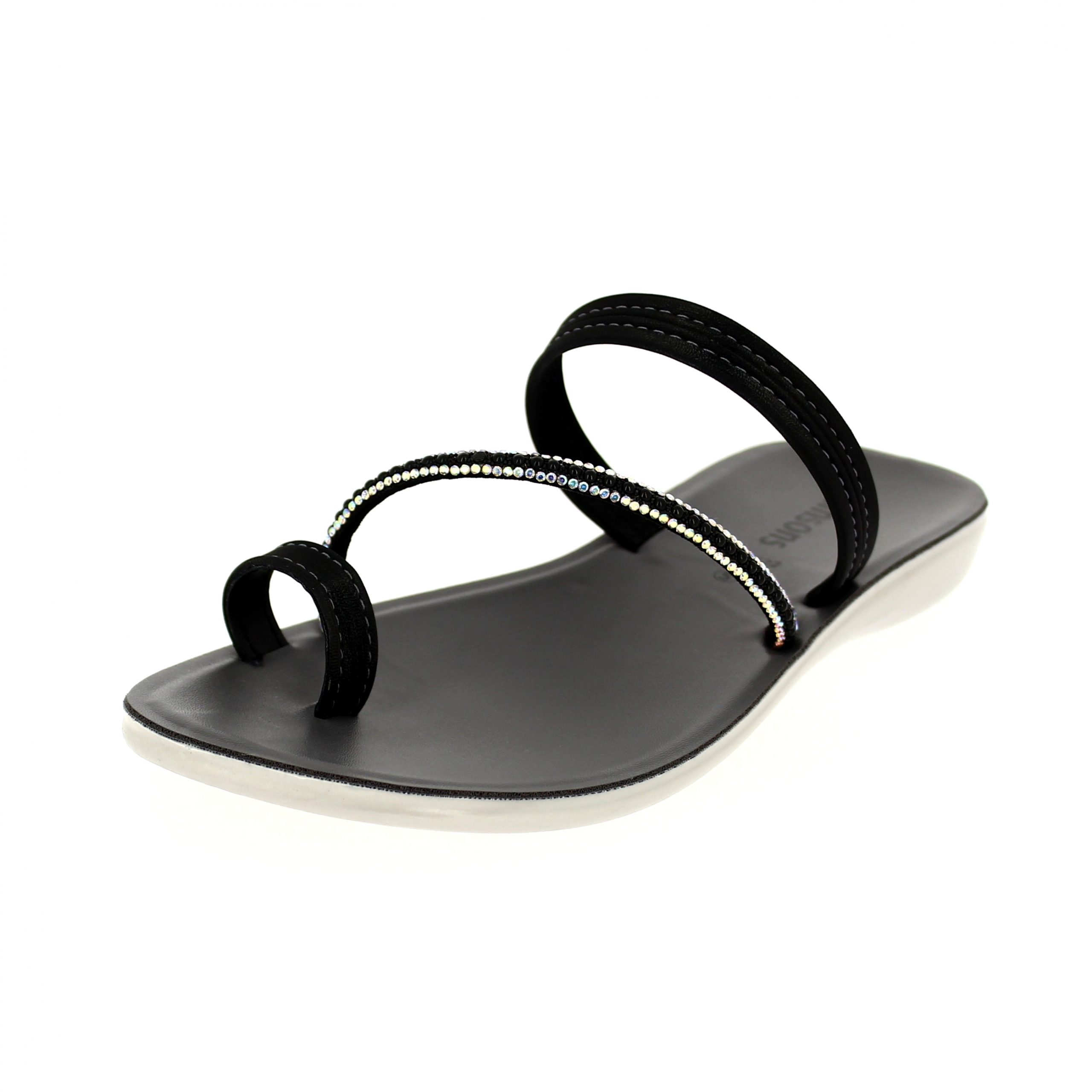 samsons  Women Casual  Toe Ring Slippers BLACK