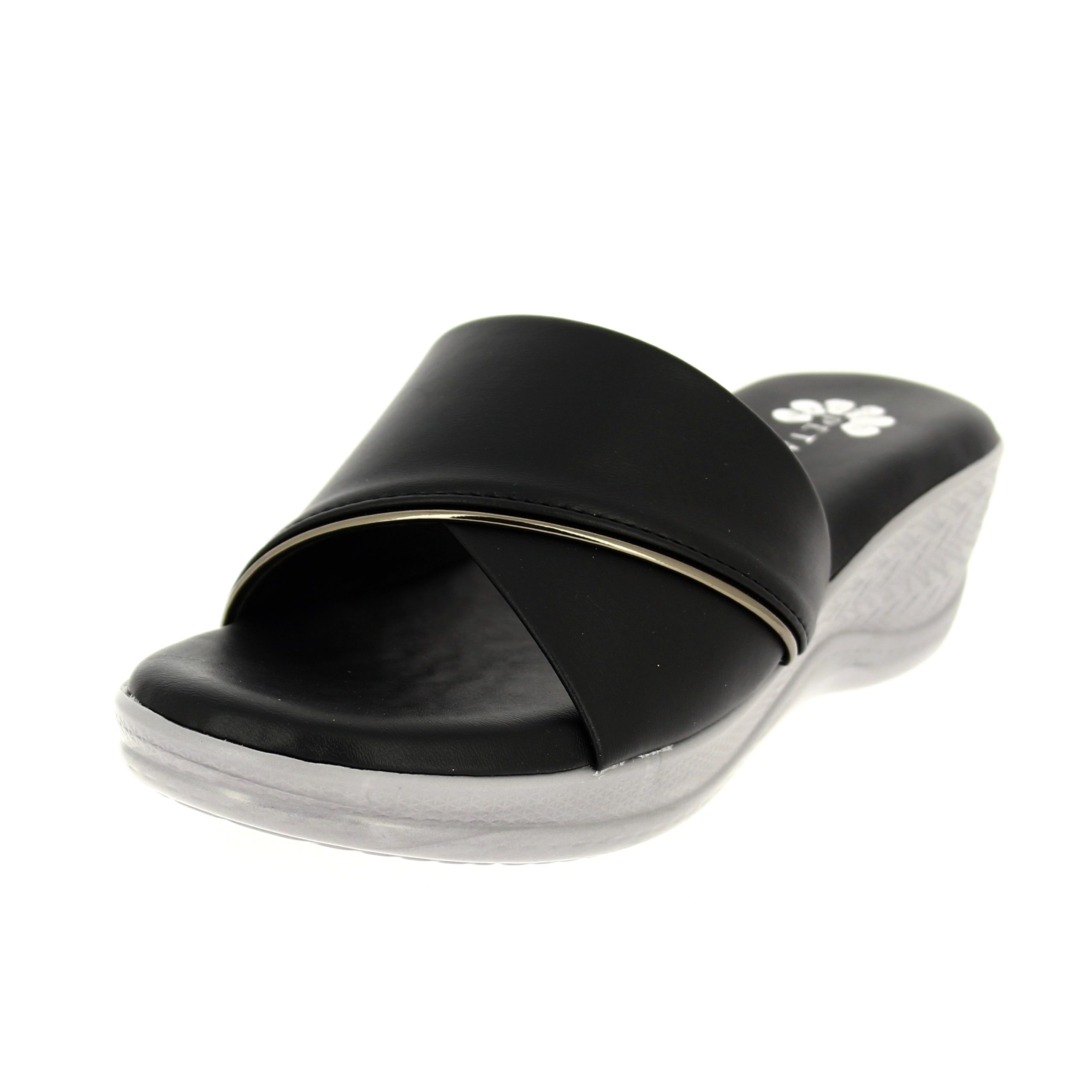 PETALZ Women Casual Slip-on Slippers BLACK