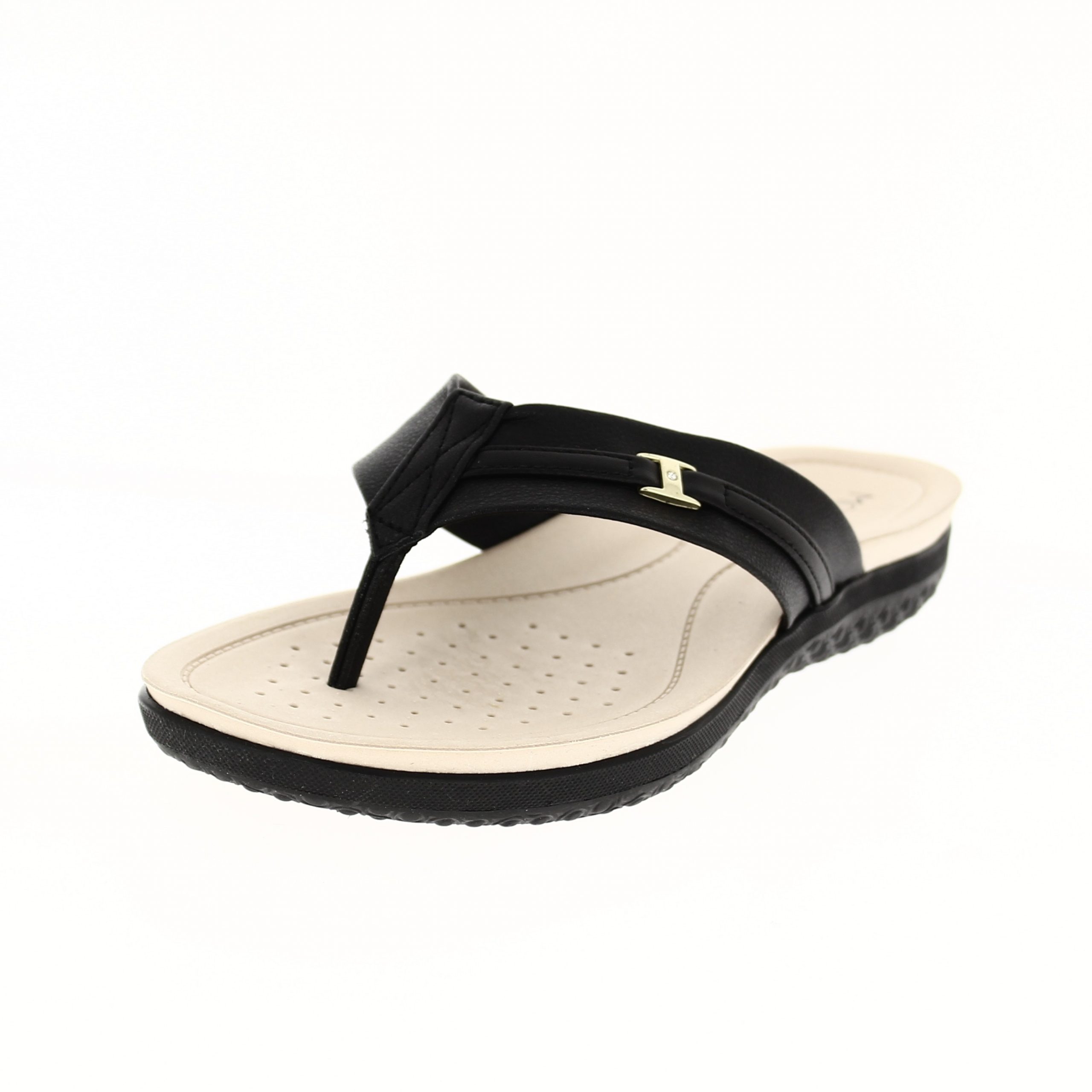MODARE  Women Casual V-strap Slippers BLACK