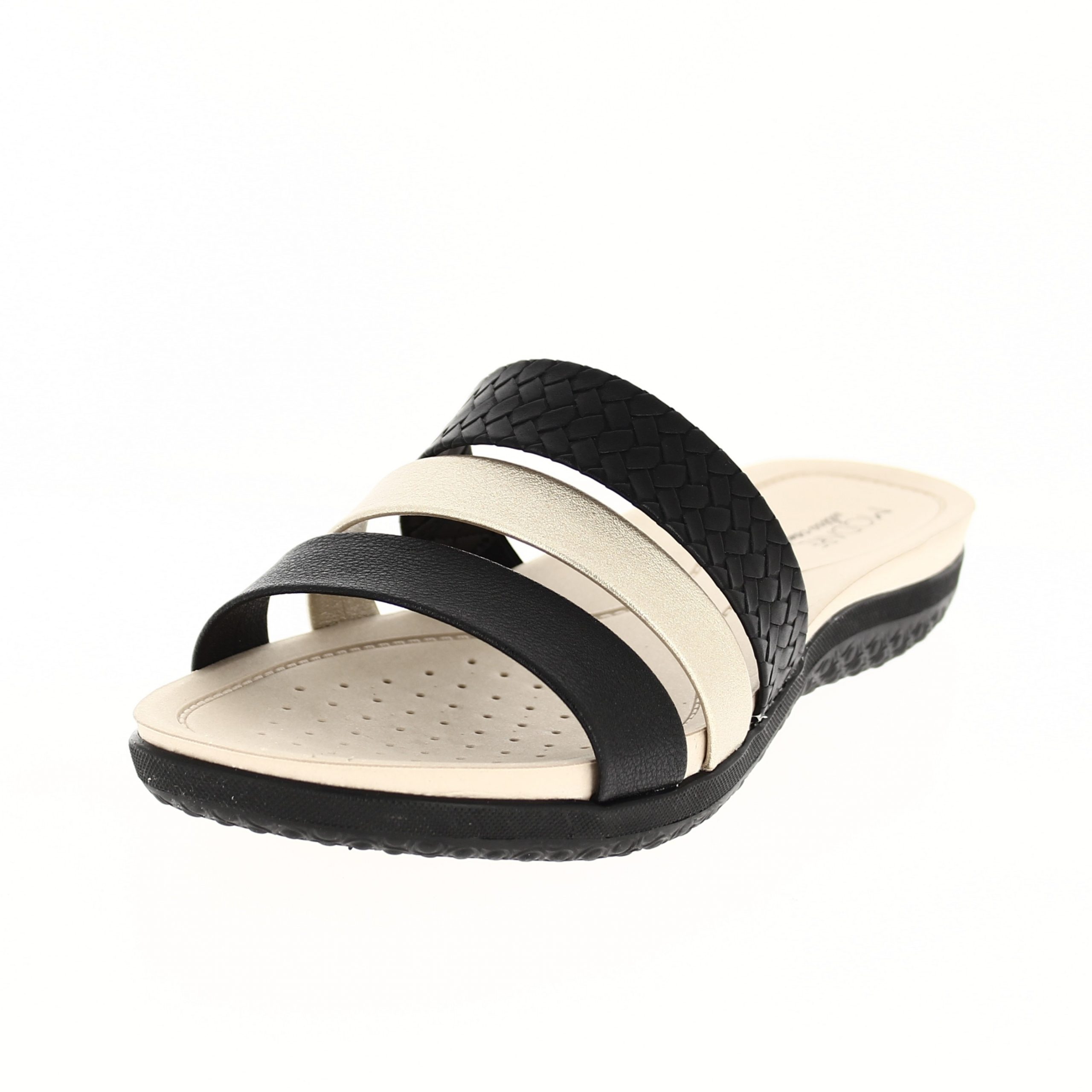 MODARE  Women Casual  Slip-on Slippers BLACK/GOLDEN