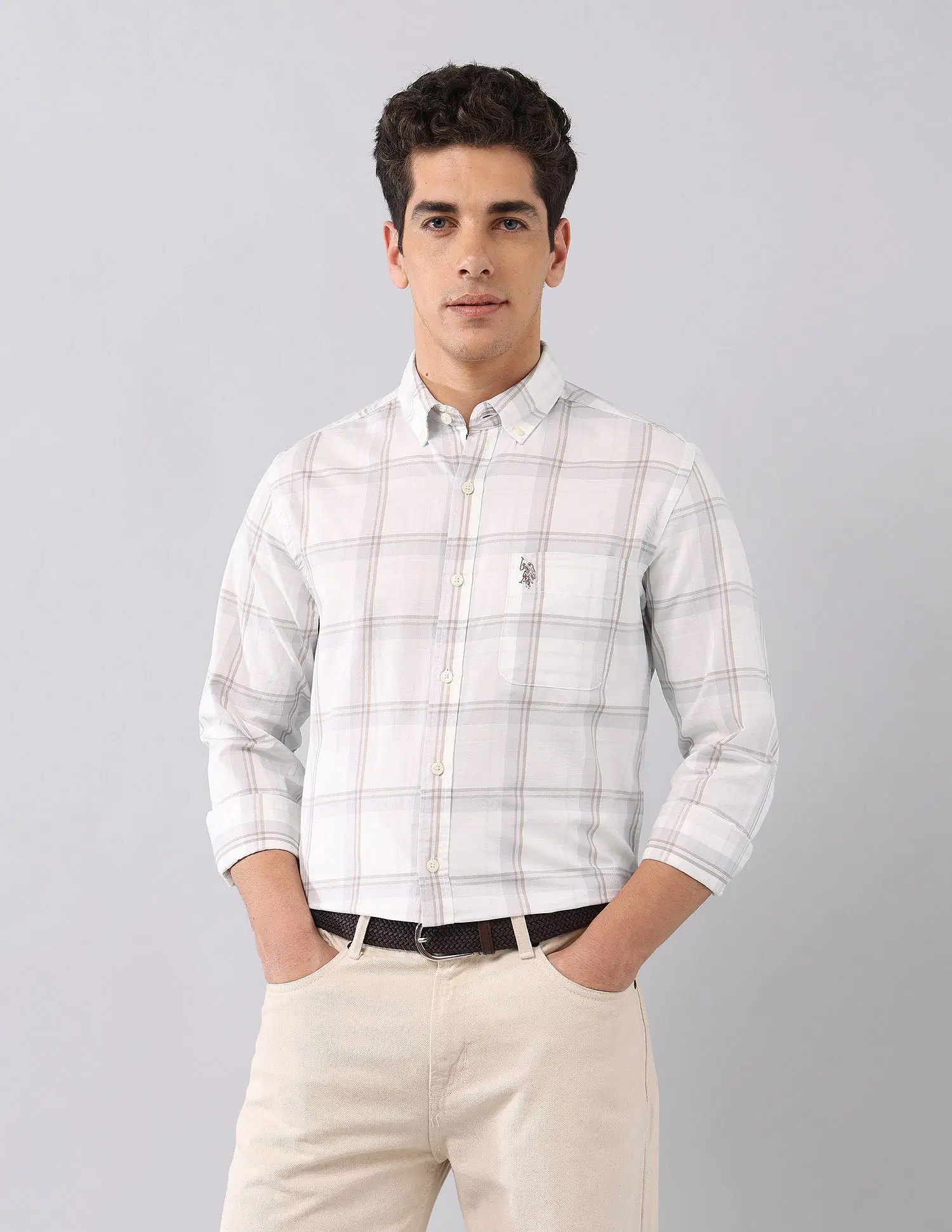 US POLO   Men Casual SHIRTS LIGHT OLIVE