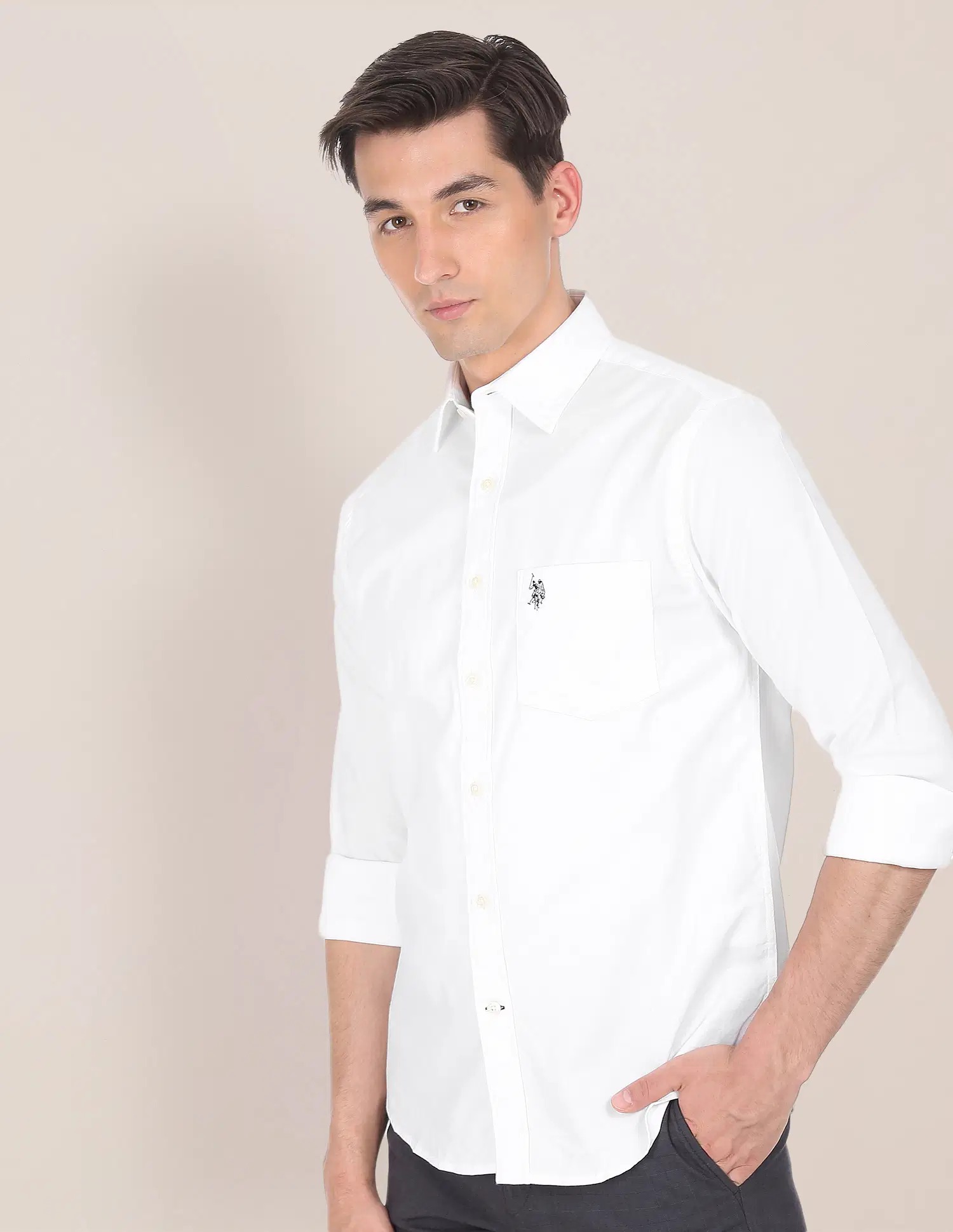 US POLO  Men Casual SHIRTS WHITE