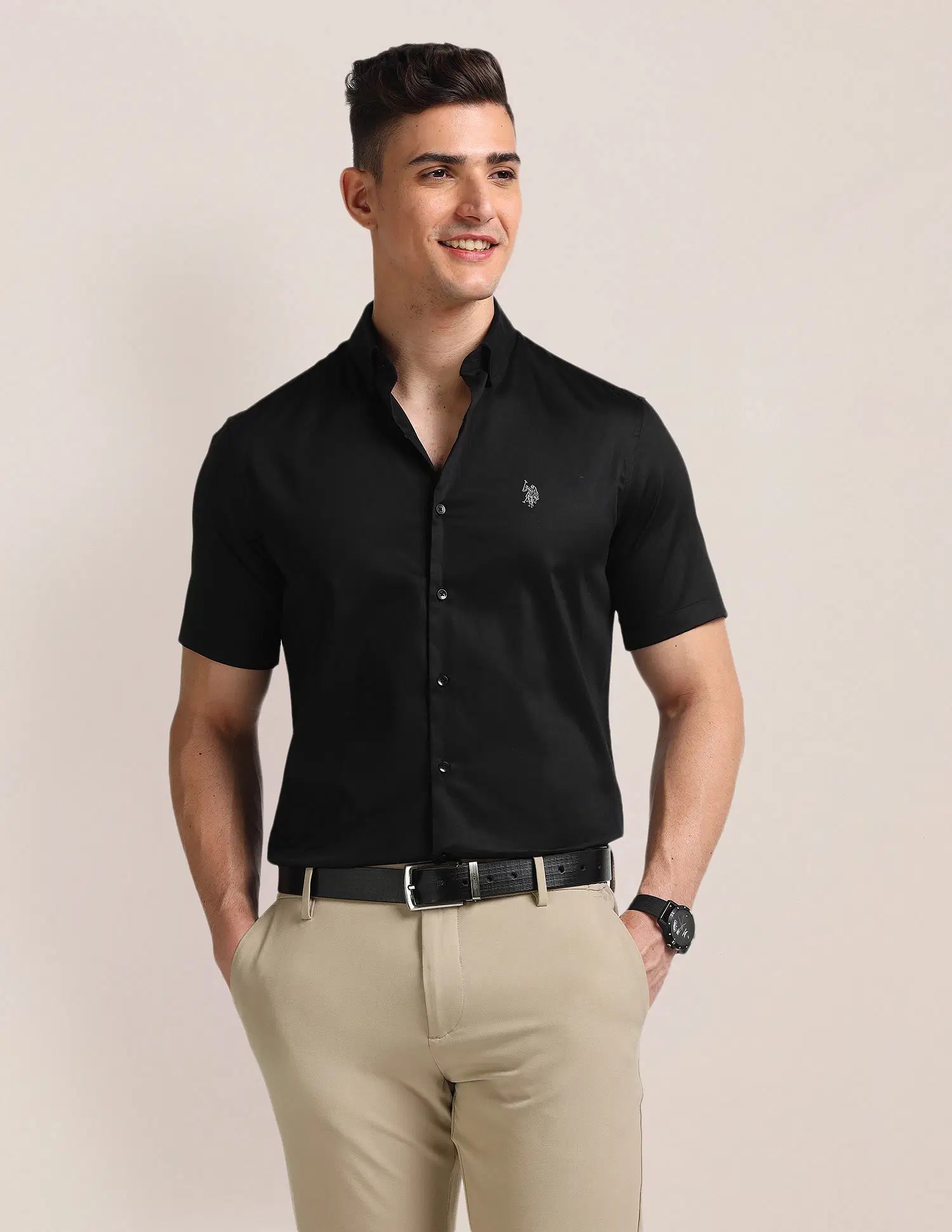 US POLO Men Casual SHIRTS BLACK