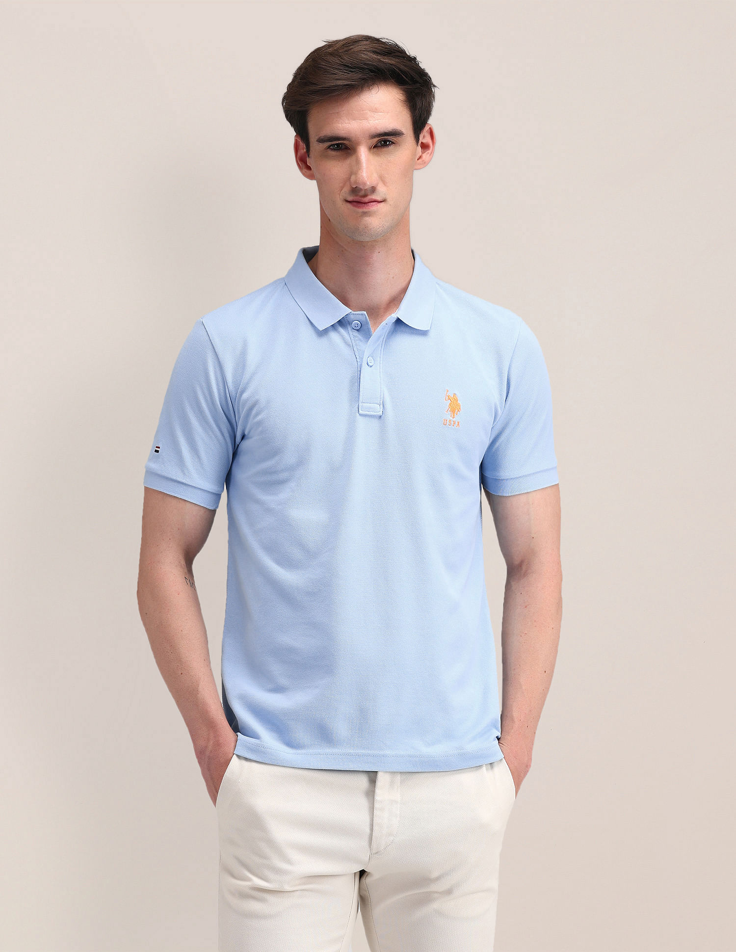 US POLO   Men Casual Polos 	T-SHIRTS LT.BLUE