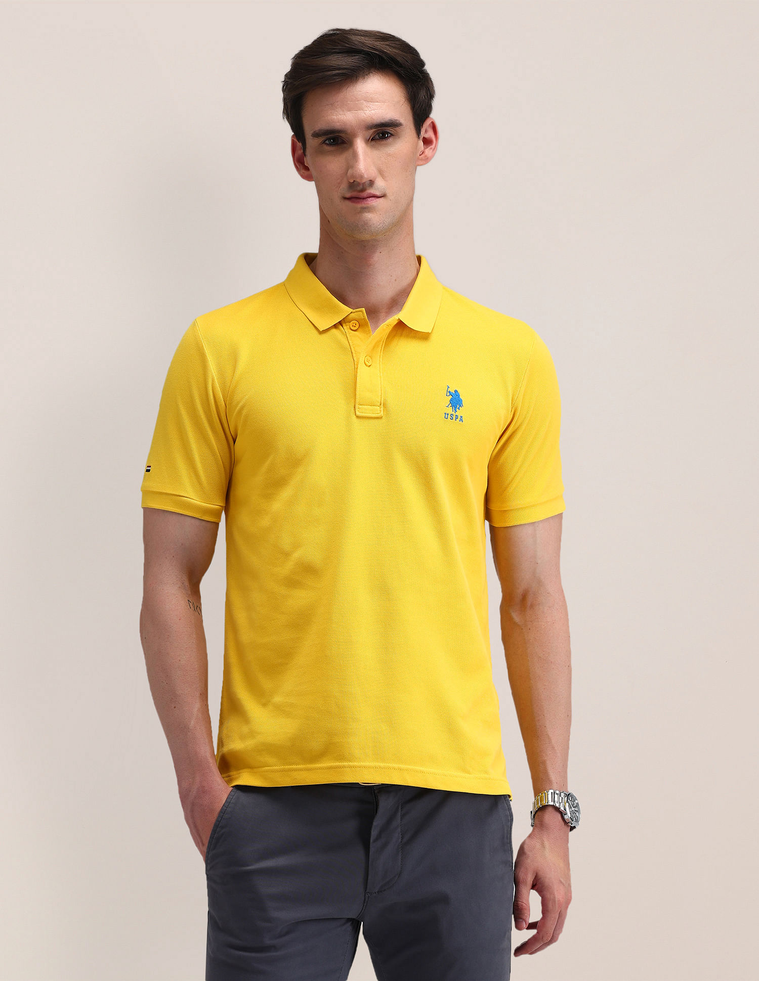 US POLO   Men Casual Polos 	T-SHIRTS PEACH