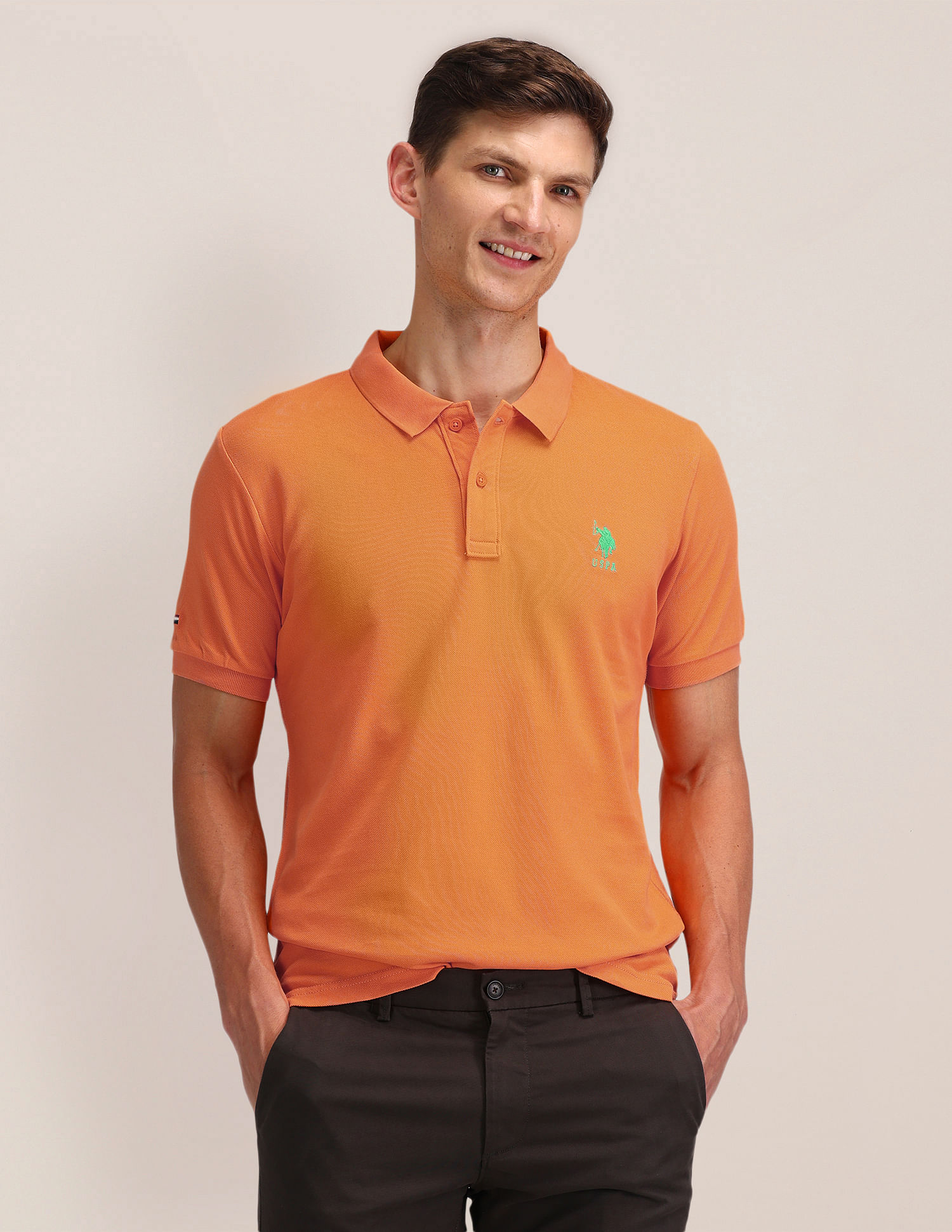 US POLO   Men Casual Polos 	T-SHIRTS ORANGE