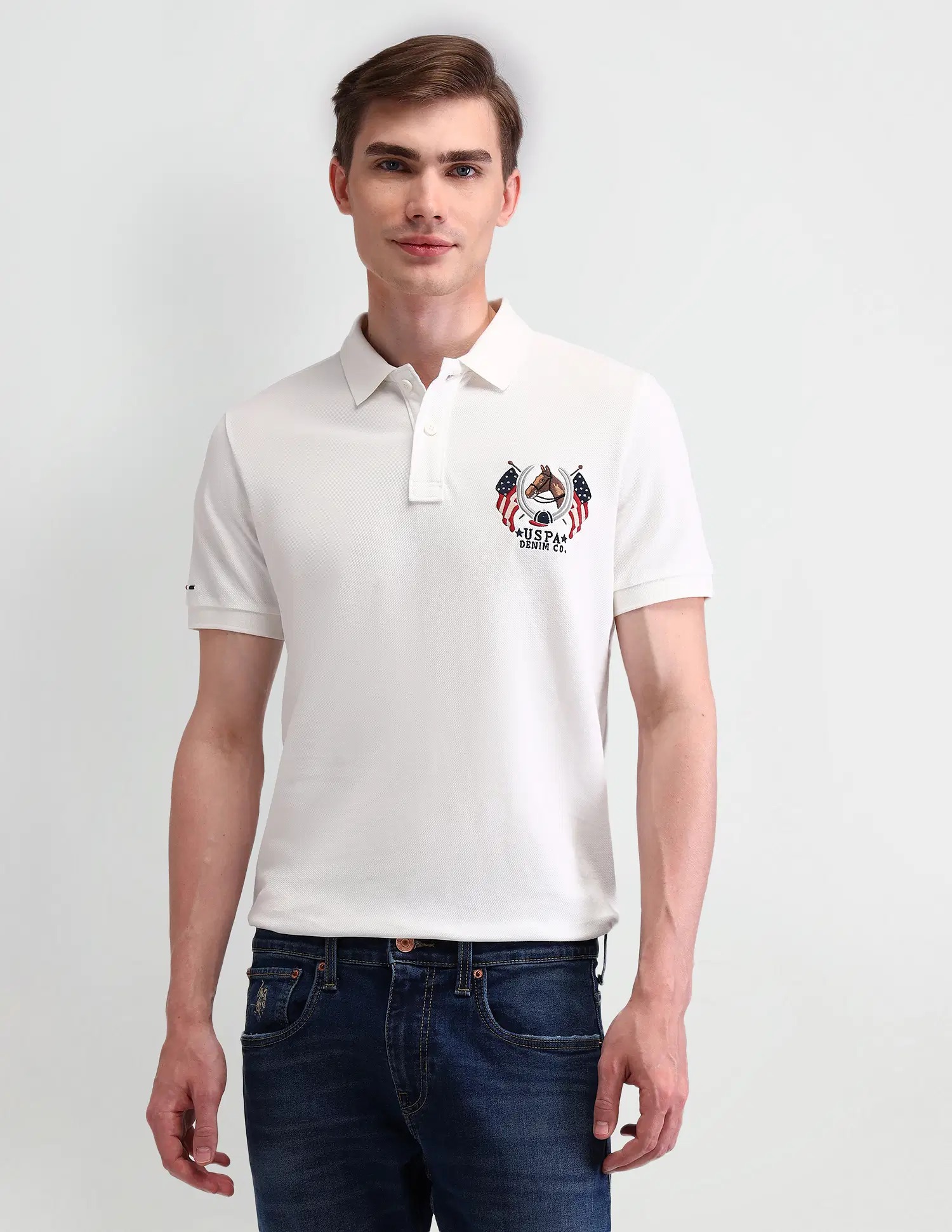 US POLO   Men Casual POLO 	T-SHIRTS IVORY