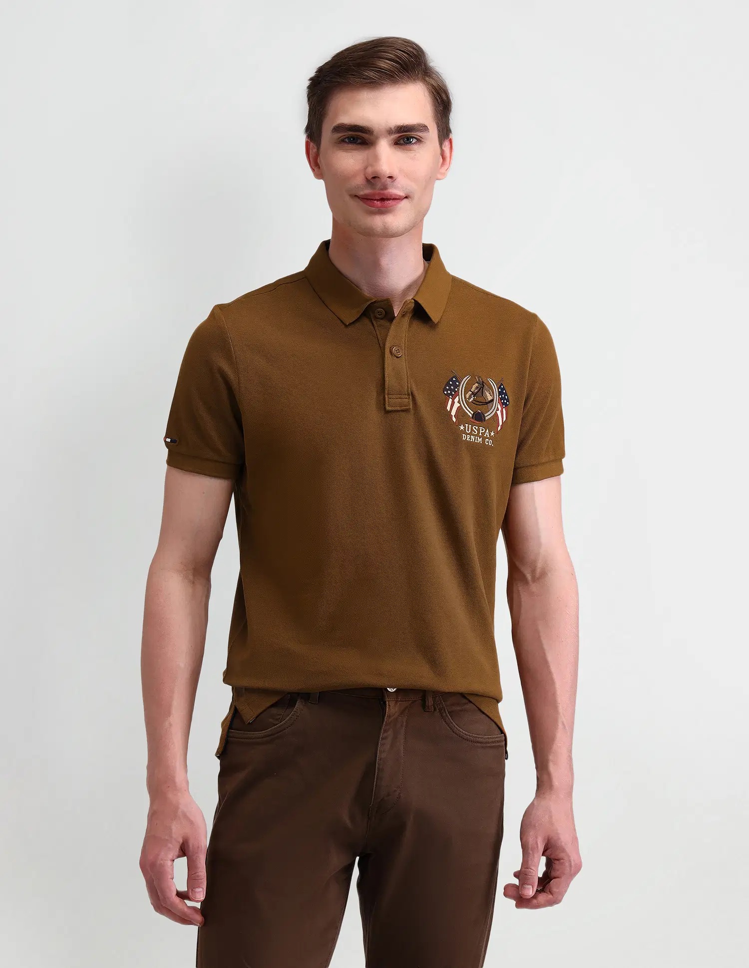 US POLO   Men Casual Polos 	T-SHIRTS BROWN