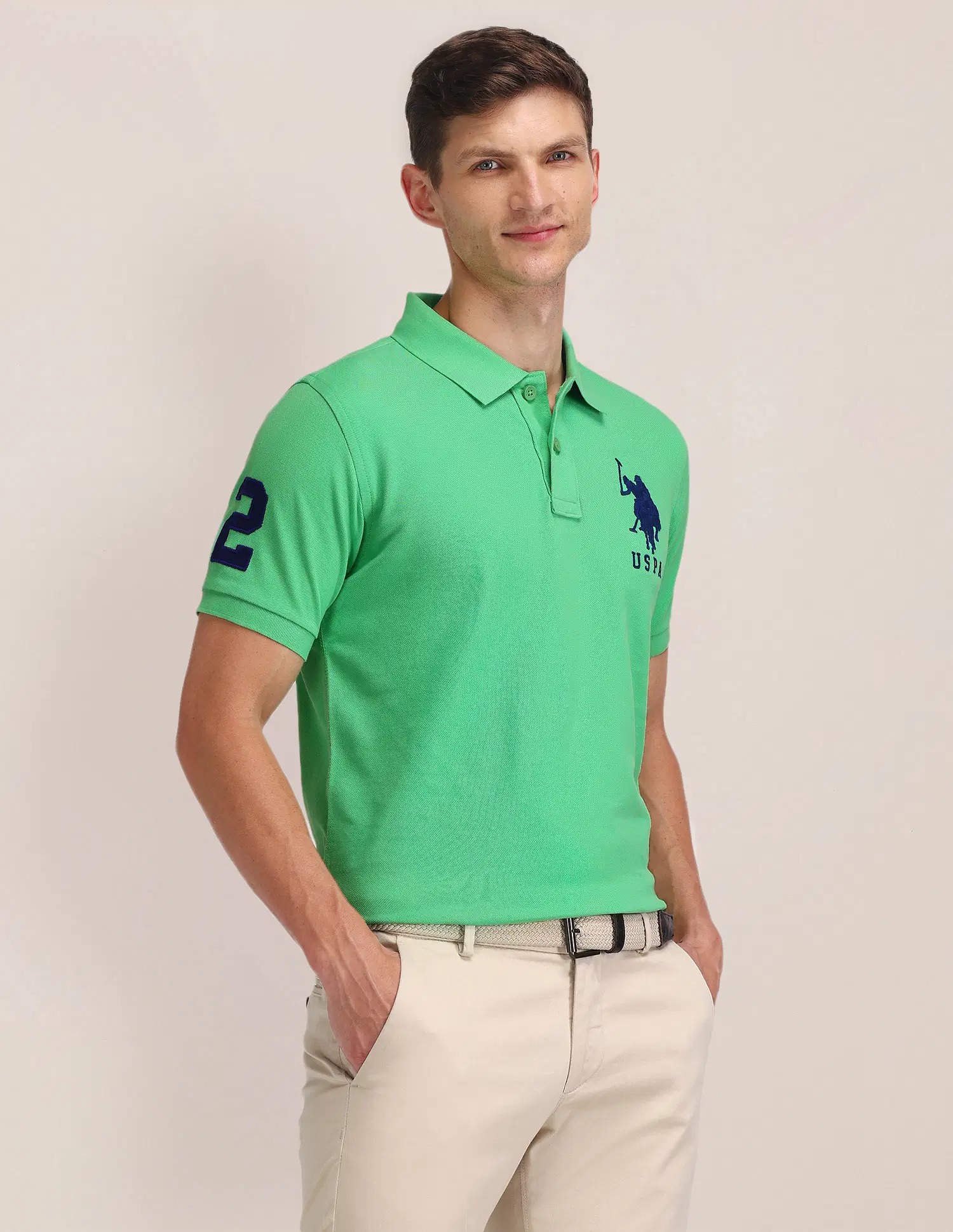 US POLO   Men Casual Polos         T-SHIRTS LIGHT GREEN