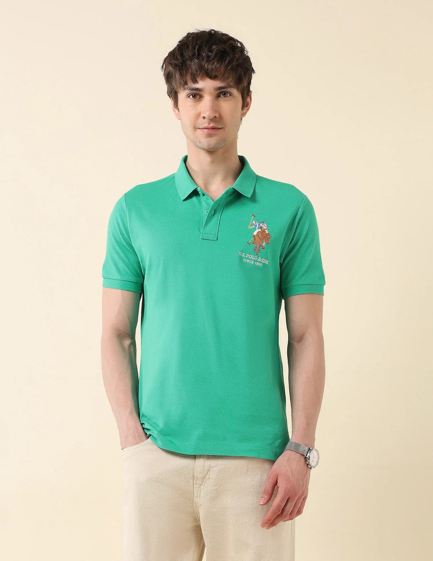 US POLO   Men Casual POLO 	T-SHIRTS GREEN