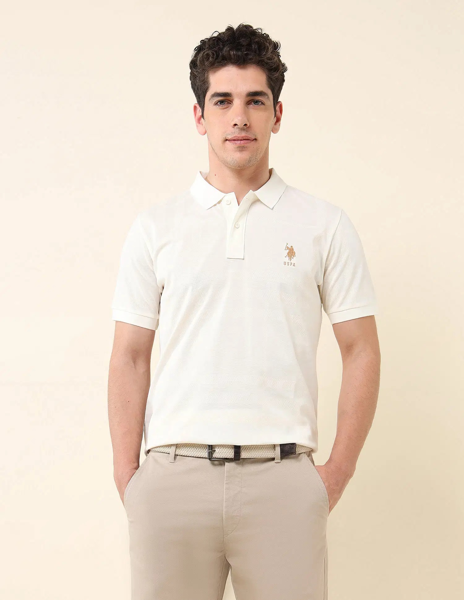 US POLO   Men Casual POLO 	T-SHIRTS OFF WHITE