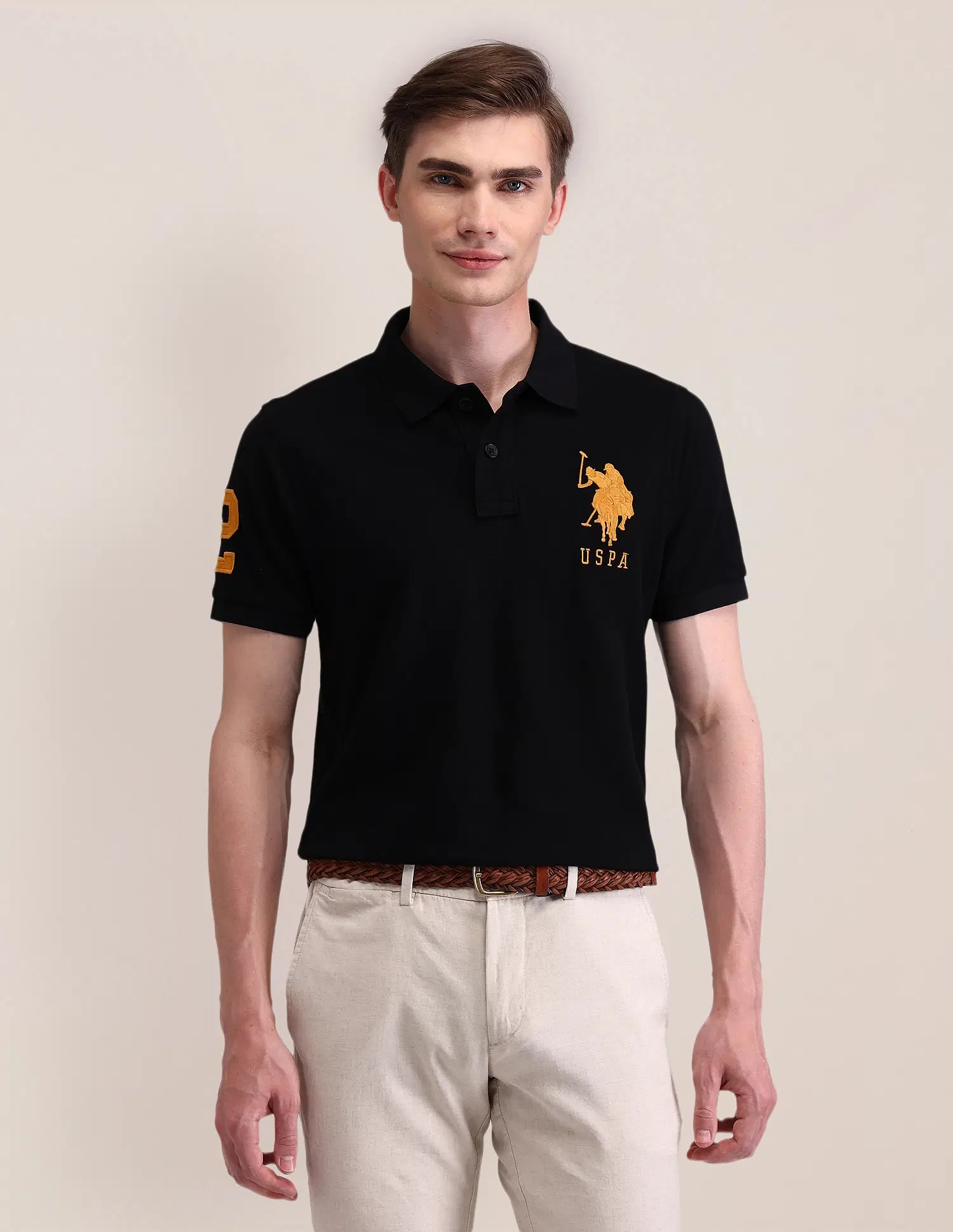 US POLO   Men Casual POLO 	T-SHIRTS BLACK