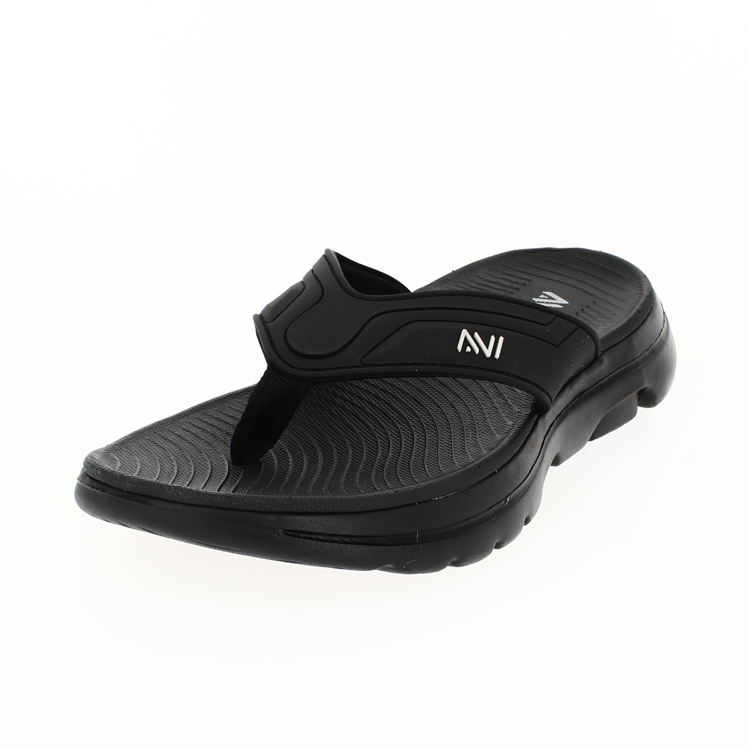 AVI   Men Casual V-strap Slippers BLACK