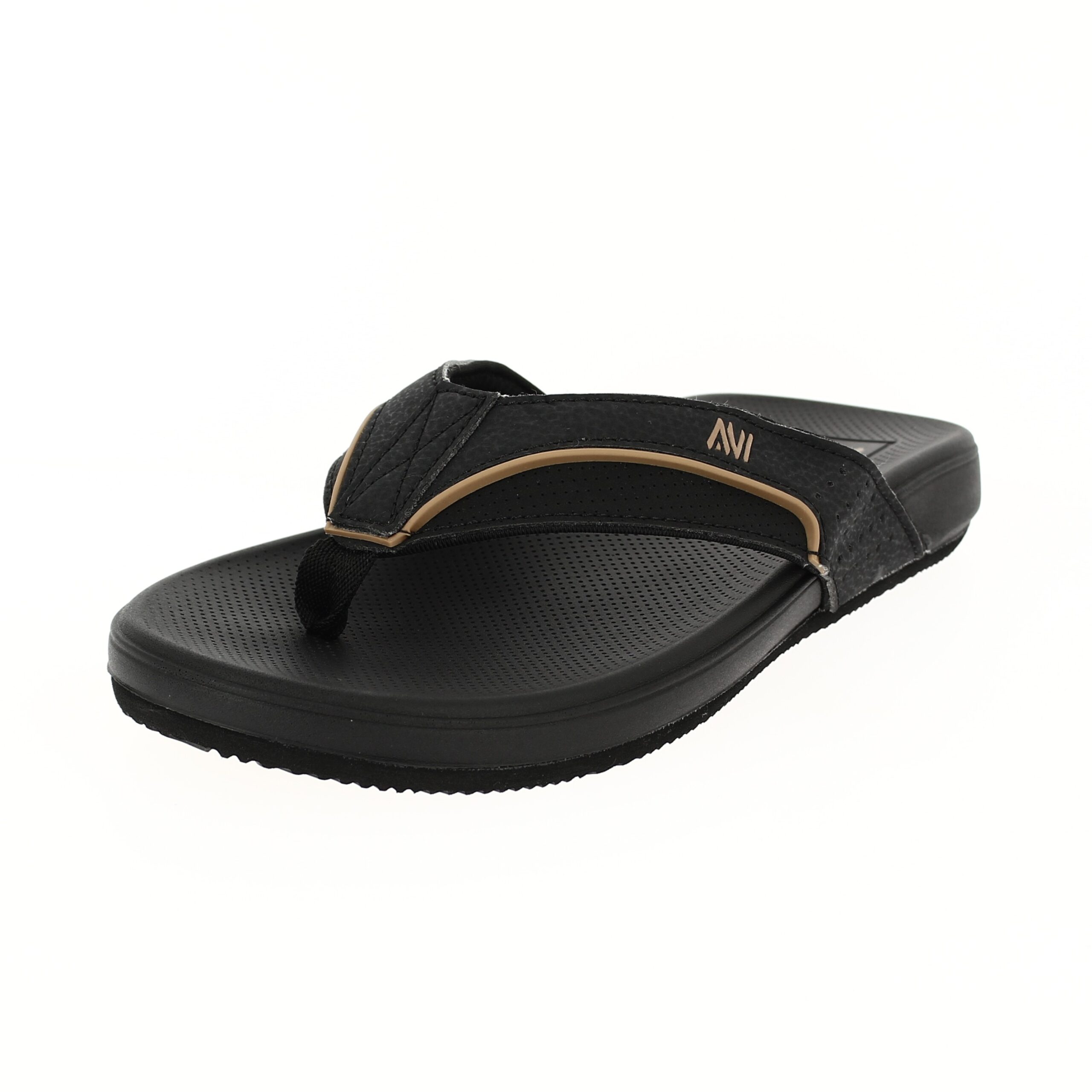 AVI Men Casual TWO STRAP Slippers BLACK