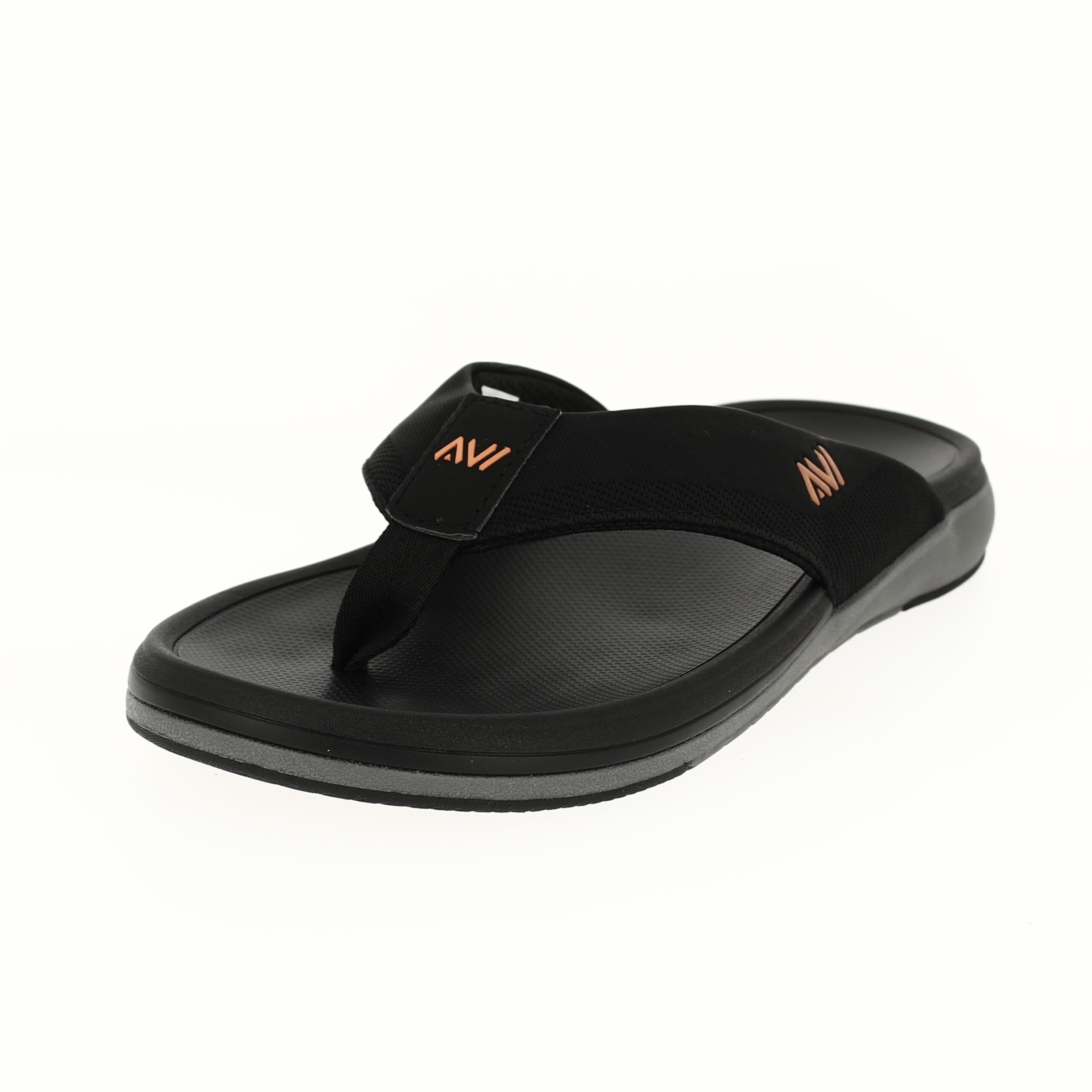 AVI Men Casual TWO STRAP Slippers BLACK