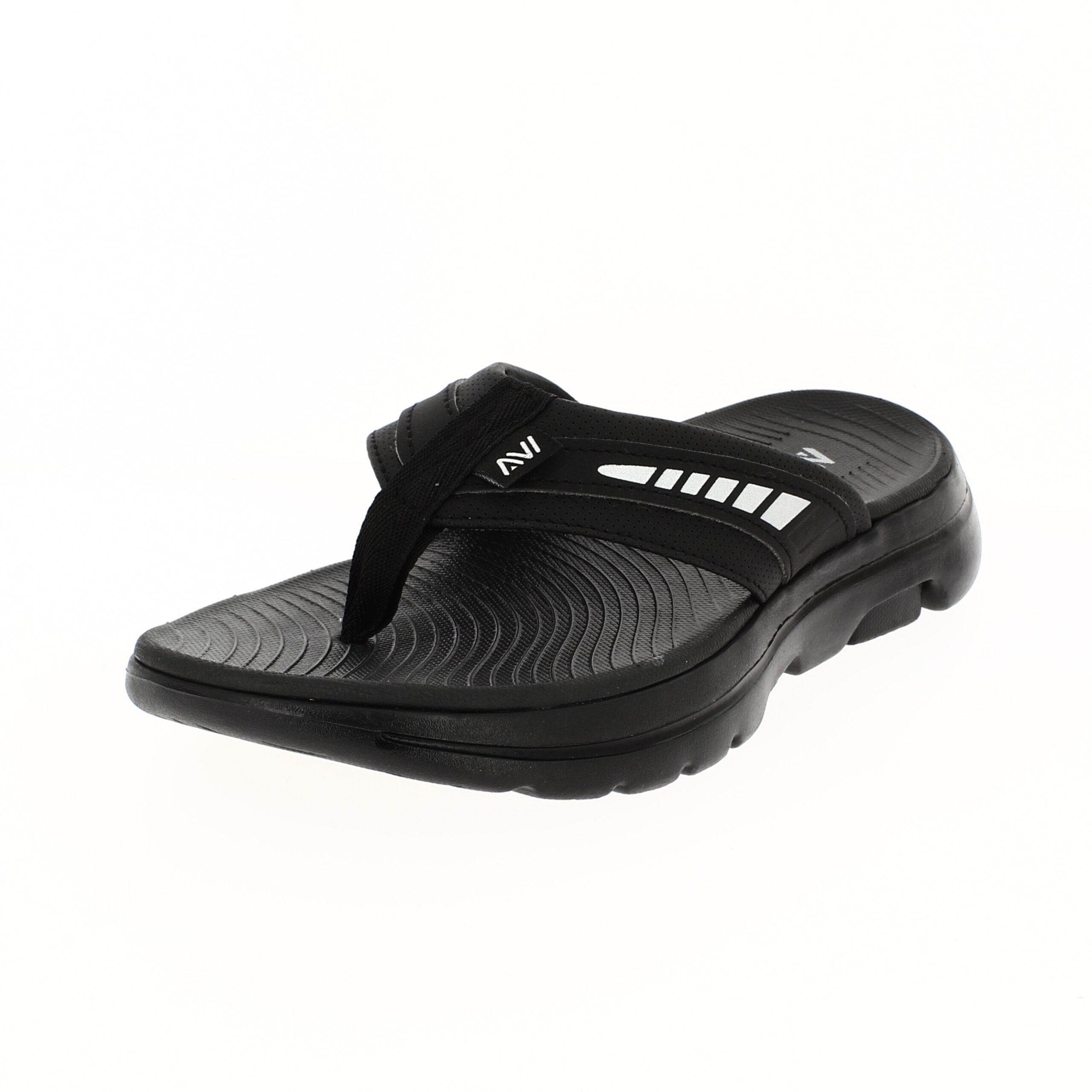 AVI   Men Casual V-strap Slippers BLACK