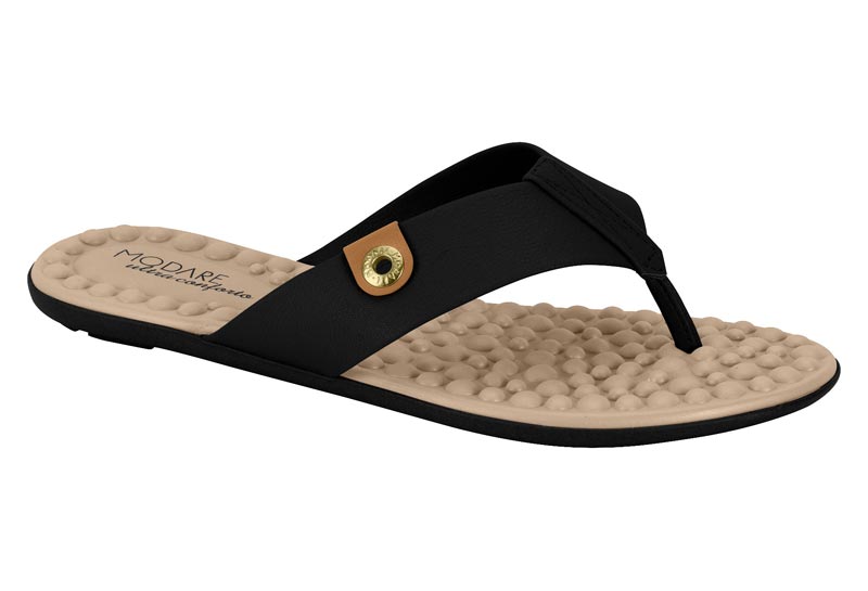 MODARE  Women Casual V-strap Slippers BLACK-CAMEL
