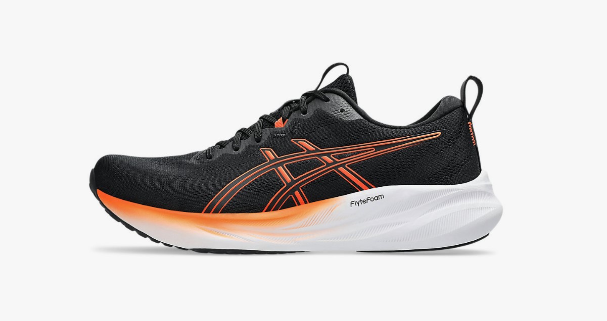 Asics Men RUNNING Lacing Shoes BLACK-ORANGE