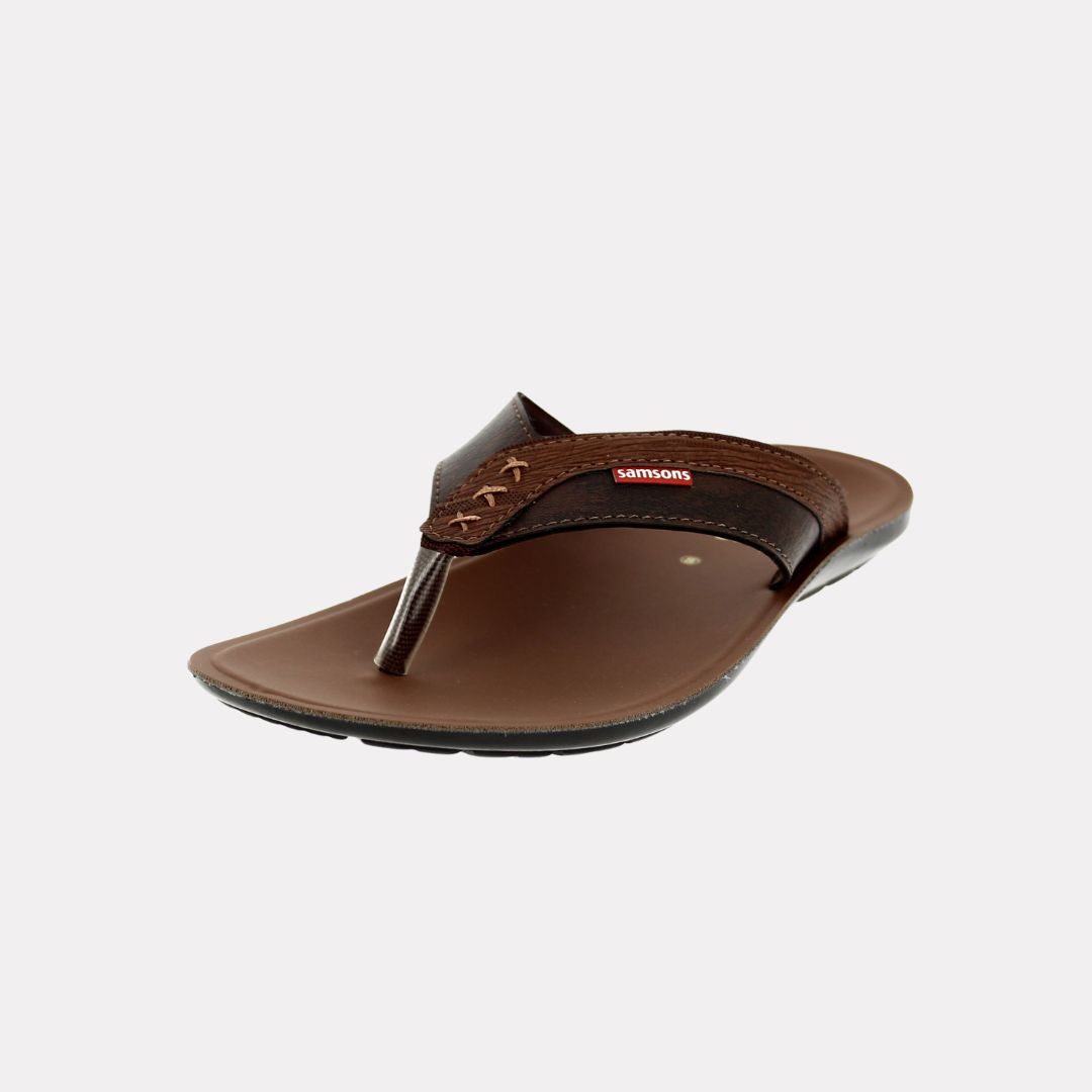 samsons   Men Casual V-strap Slippers BROWN