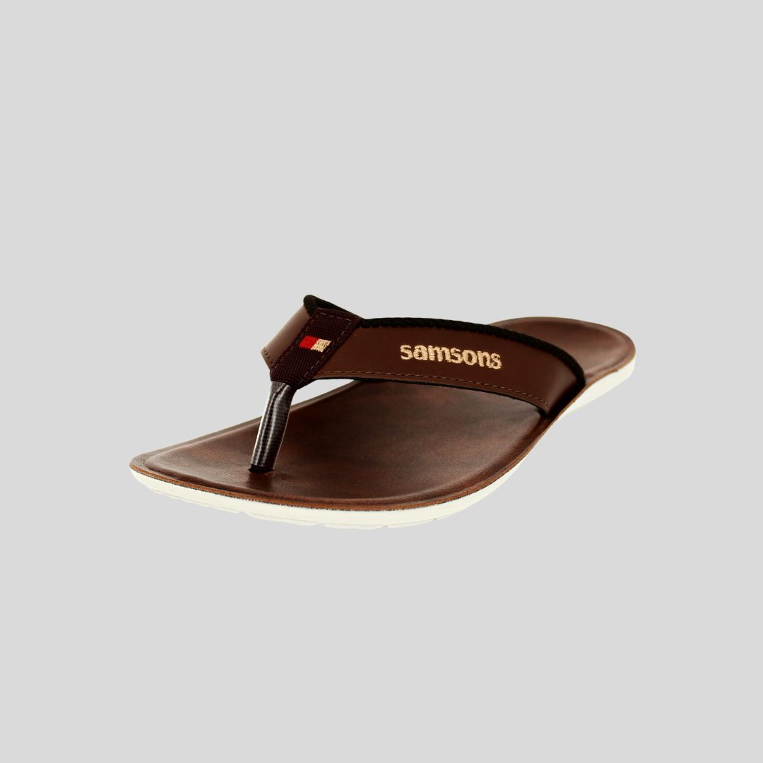 samsons   Men Casual V-strap Slippers BROWN