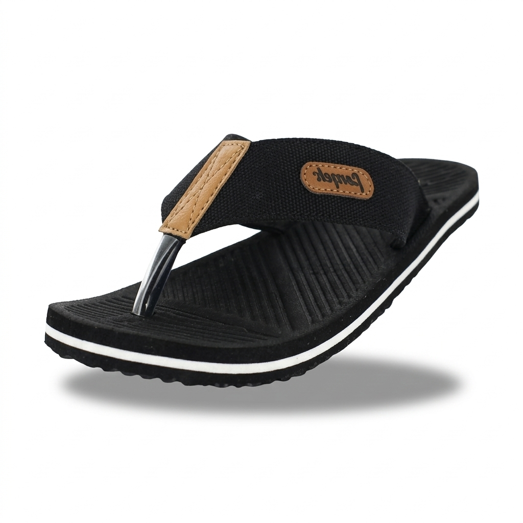 Tamik Men Casual V-strap Slippers BLACK