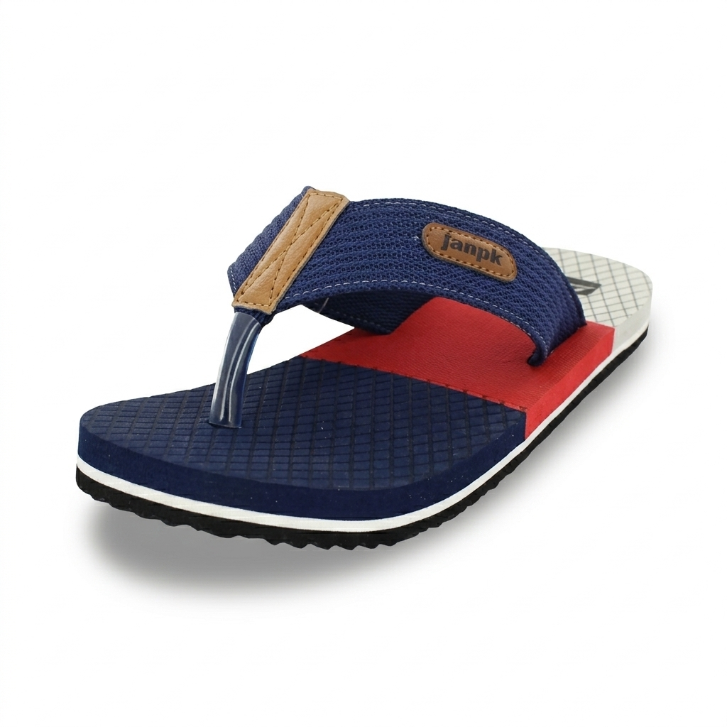 Tamik   Men Casual V-strap Slippers D.BLUE-RED-GRAY